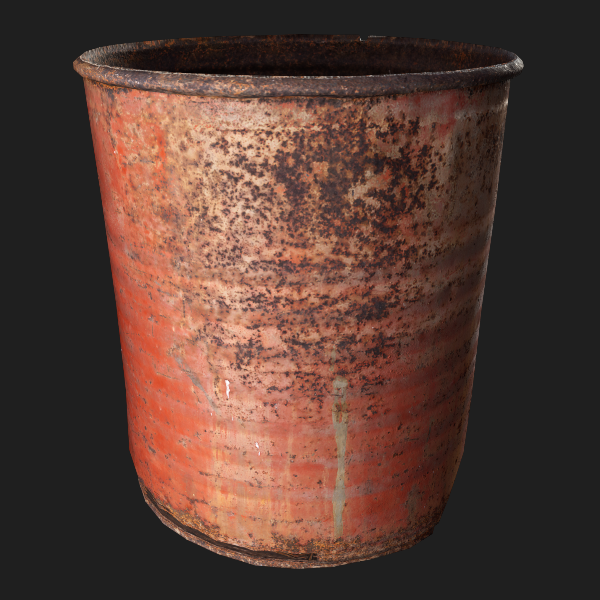 3D Red Rusty Barrel