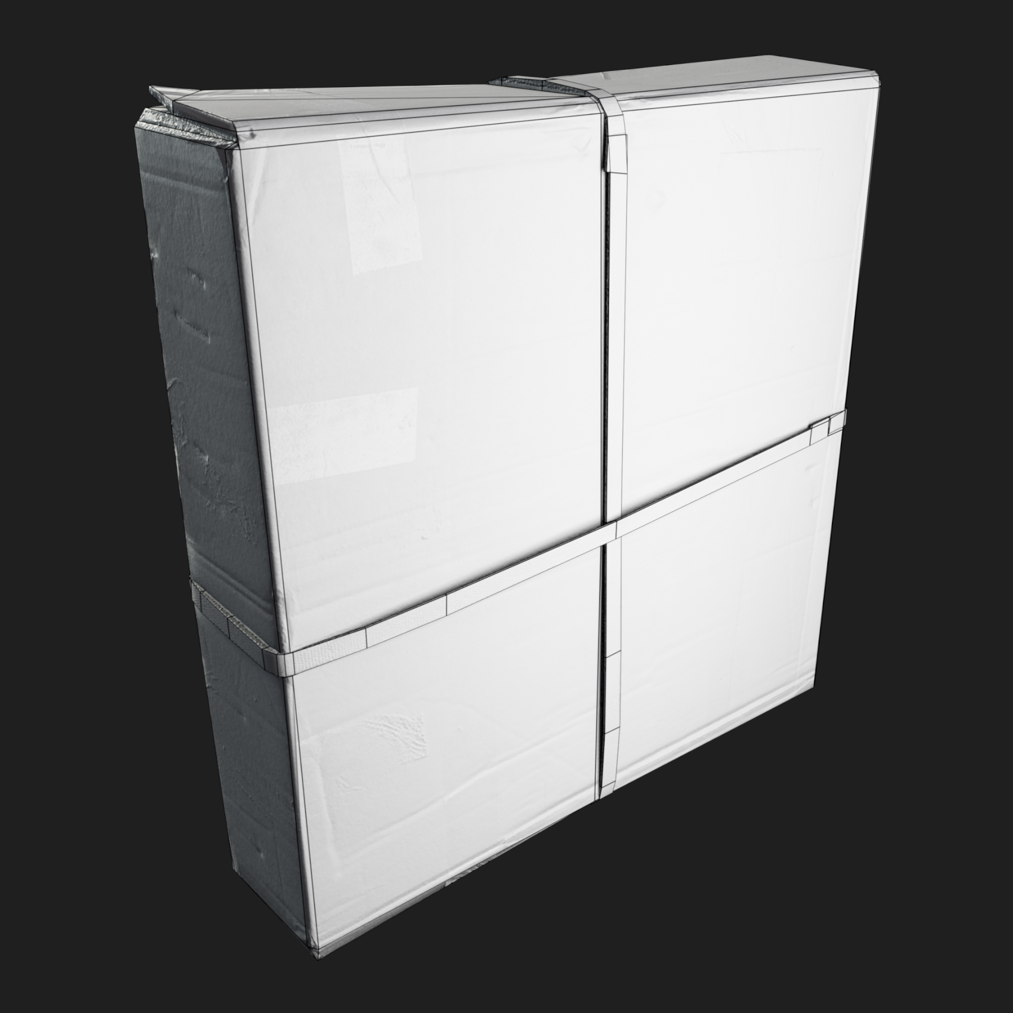 3D Cardboard Box wireframe