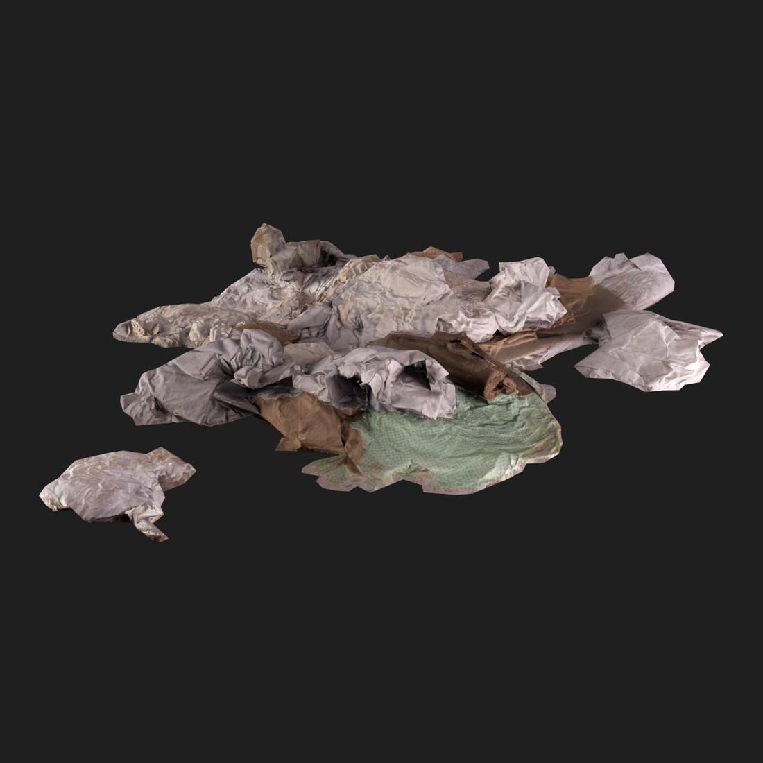 3D Wet Paper Cardboard Pile