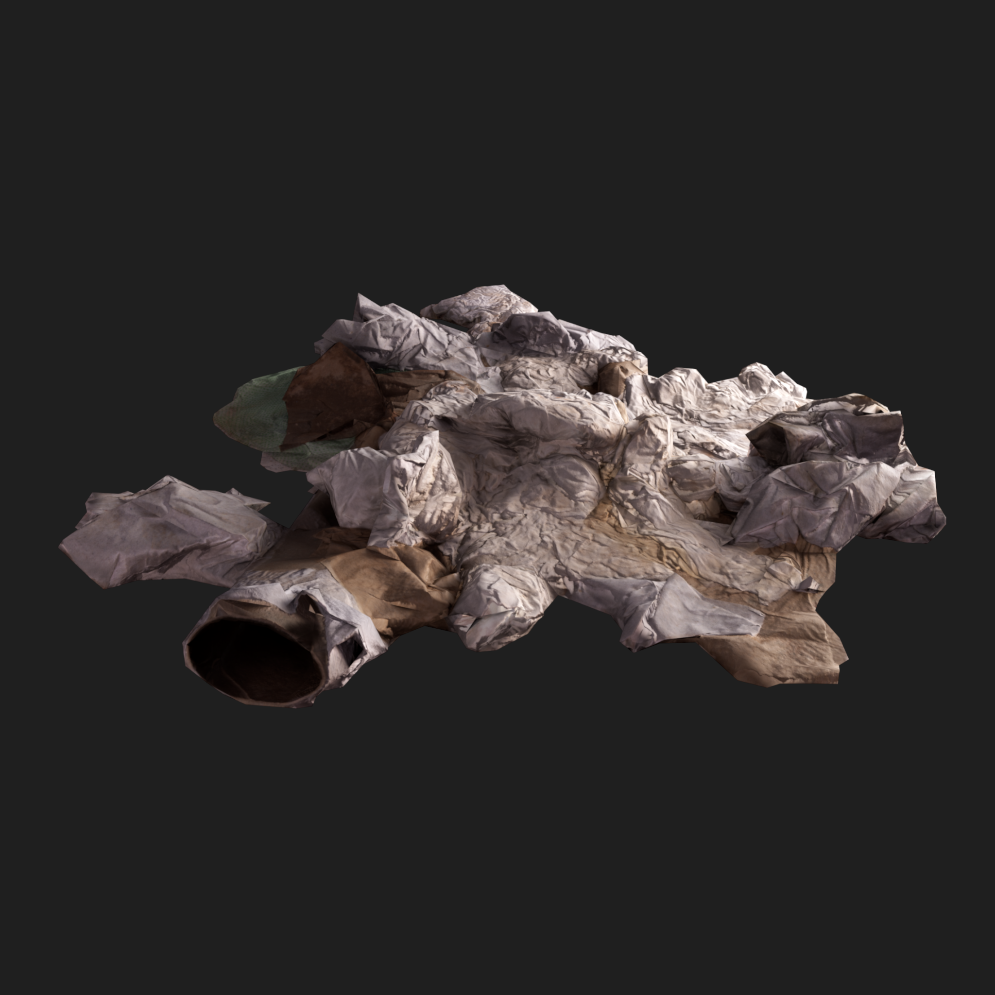 3D Wet Paper Cardboard Pile