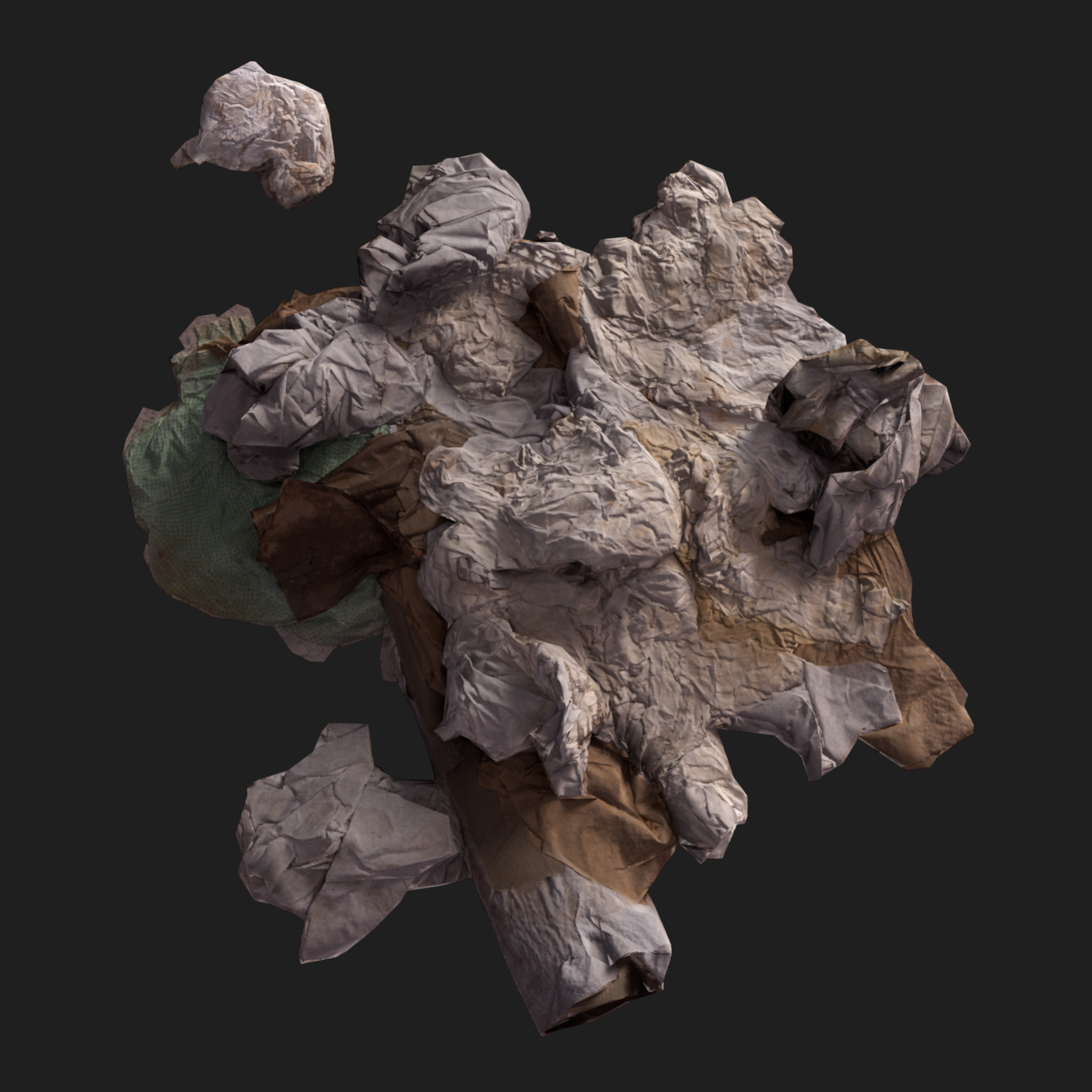 3D Wet Paper Cardboard Pile