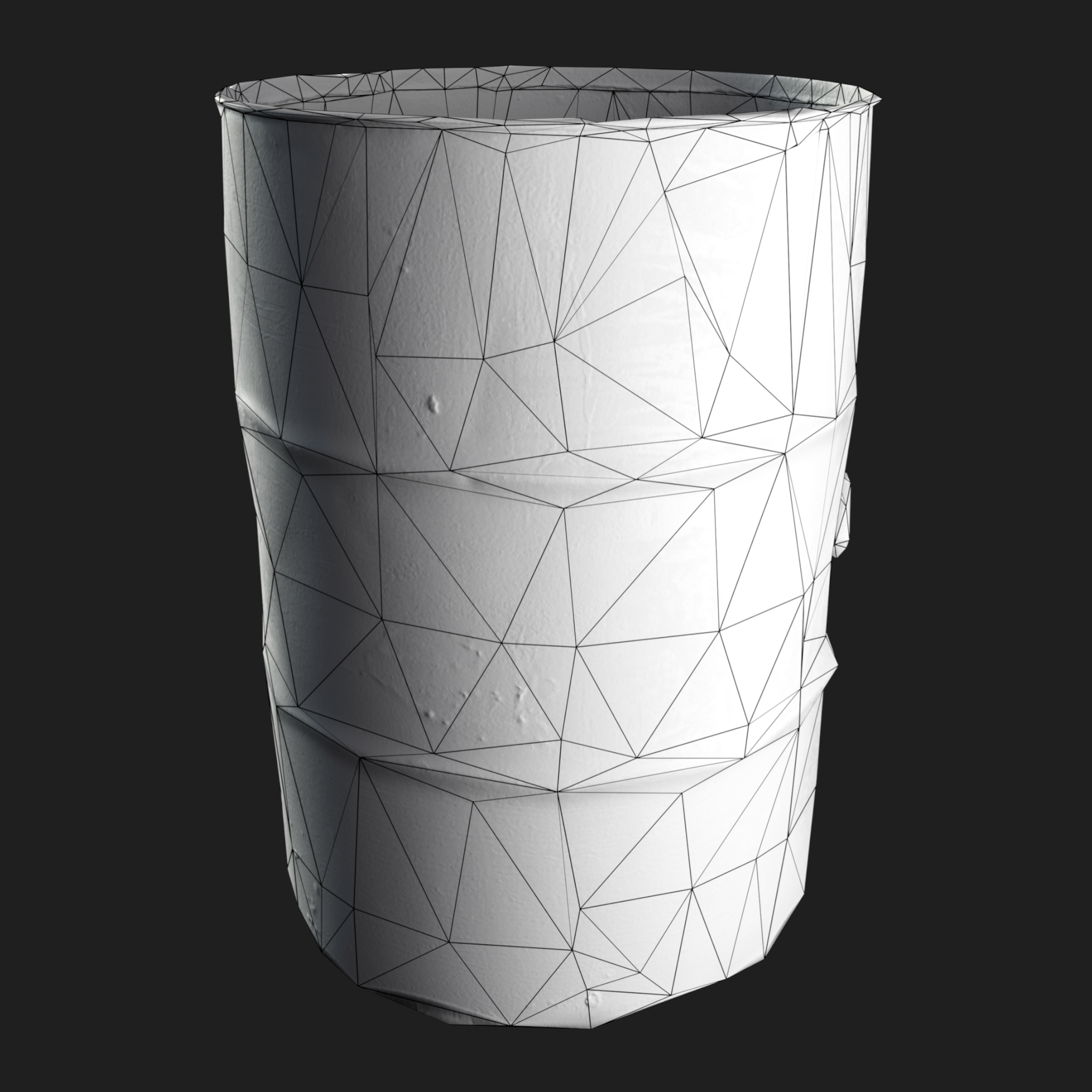 3D Barrel Rusty wireframe