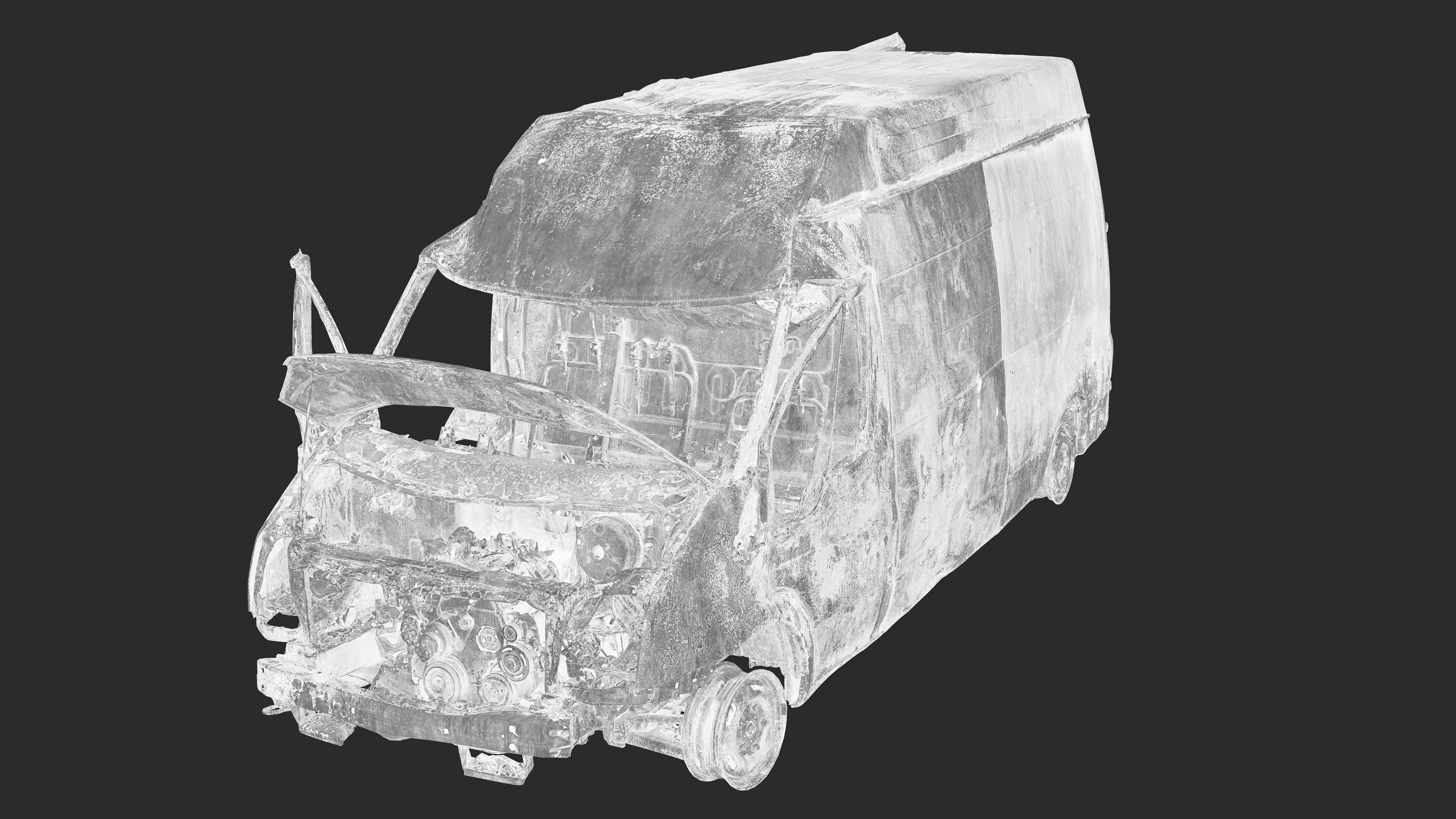 3D Burned Ford Transit Van