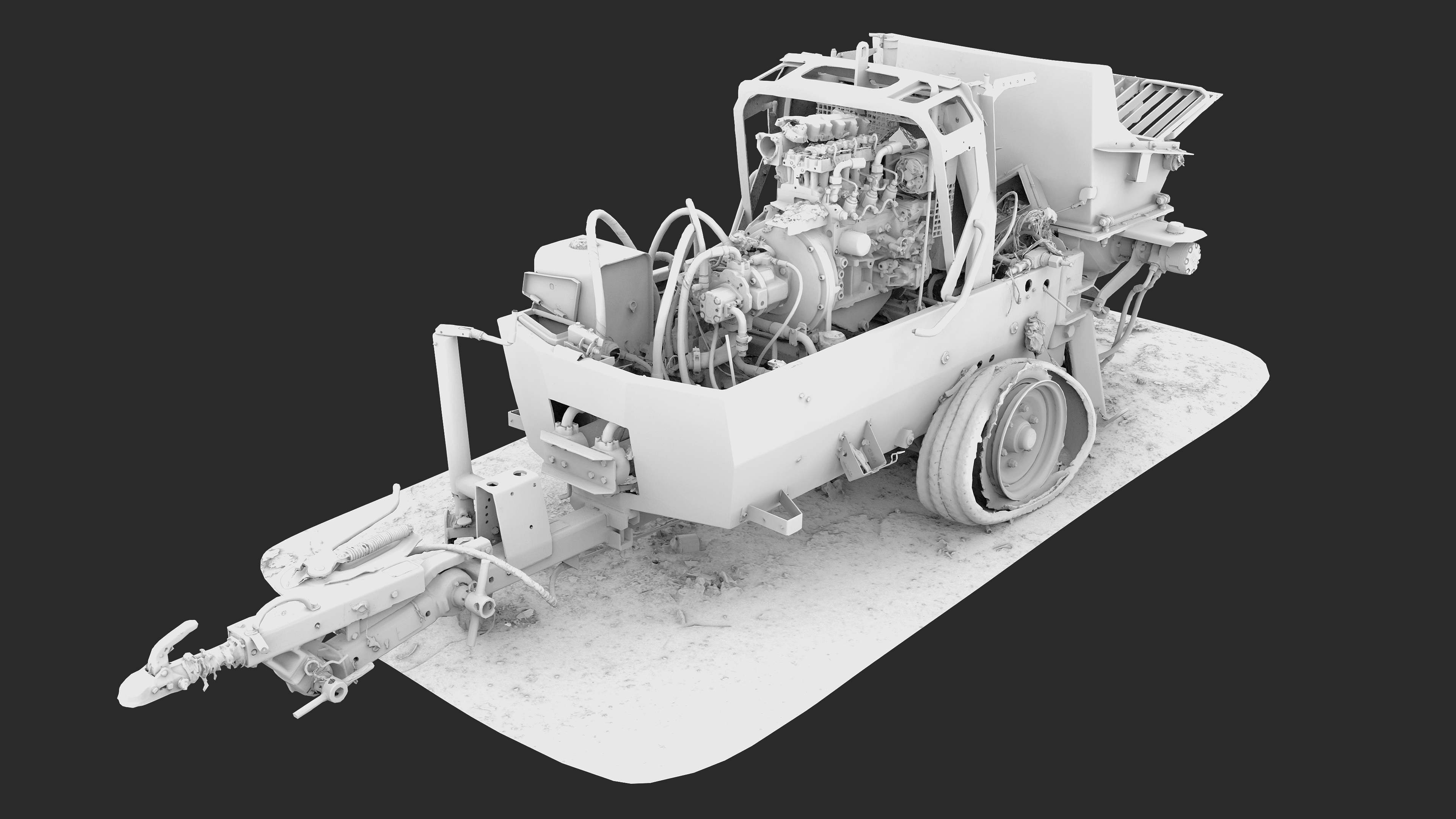 3D Burned-Out Concrete Mixer Paver