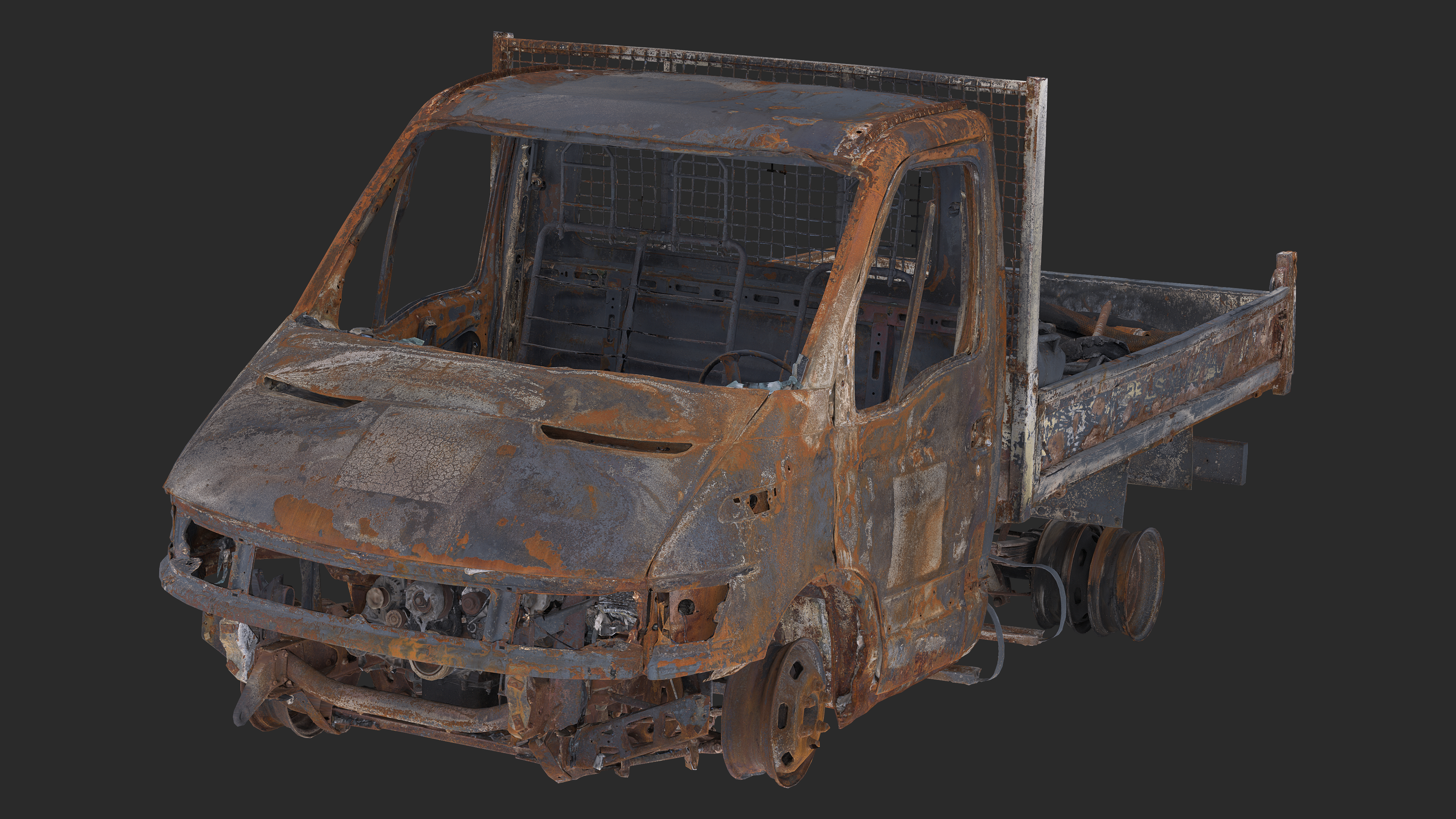 3D Burned-Out Iveco Daily Truck