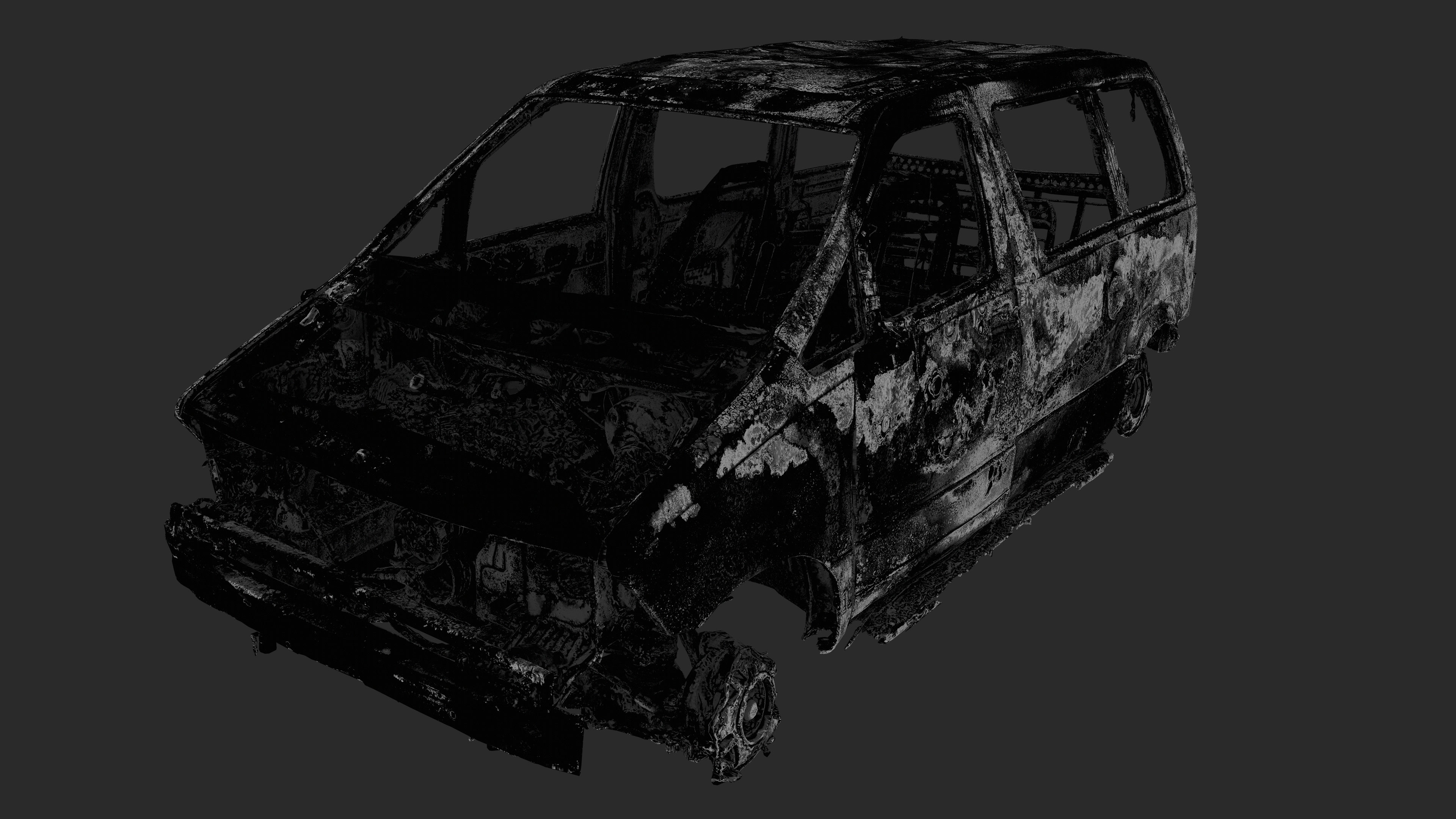 3D Burned-Out Ford Aerostar 1990s