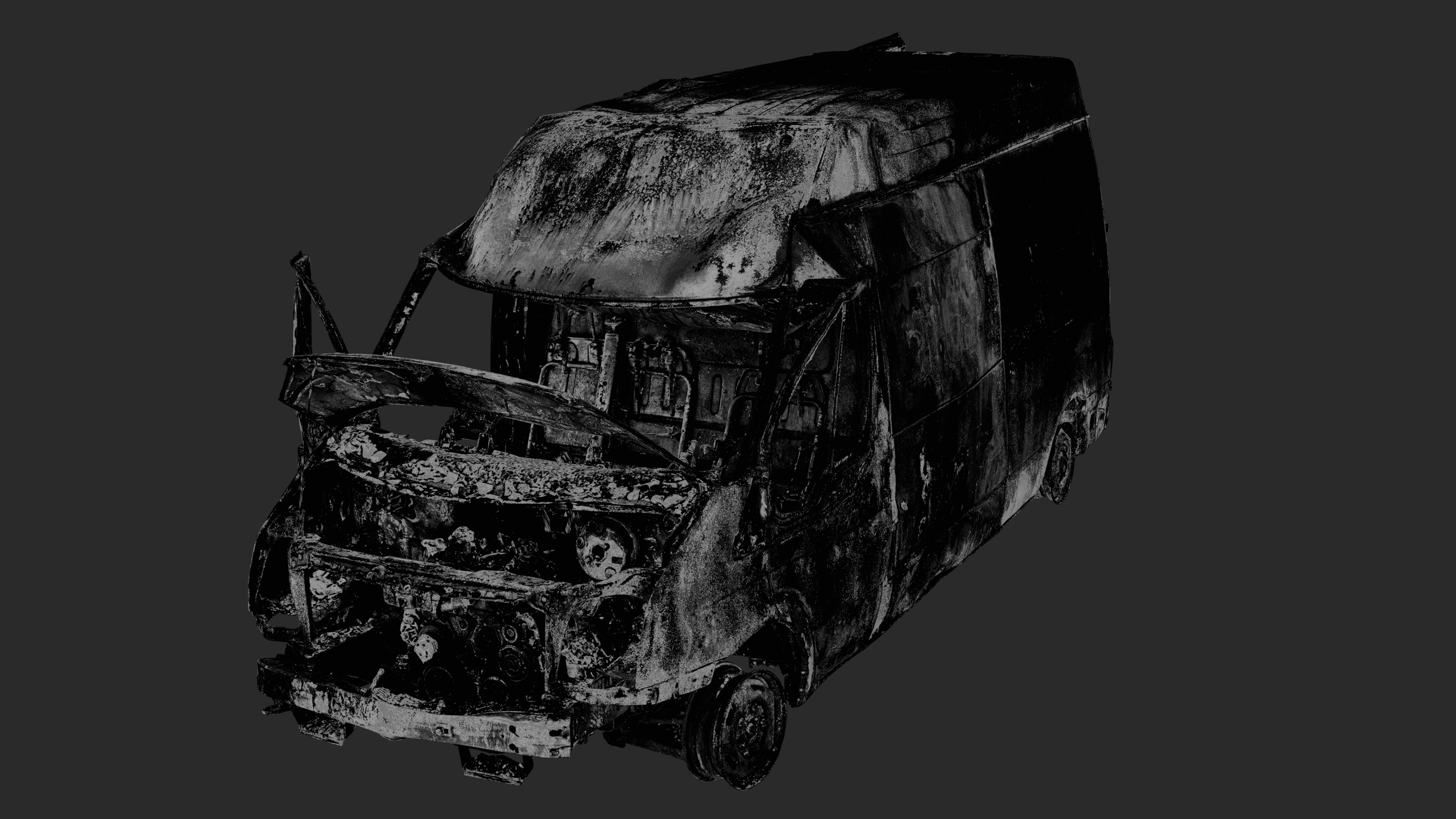 3D Burned Ford Transit Van