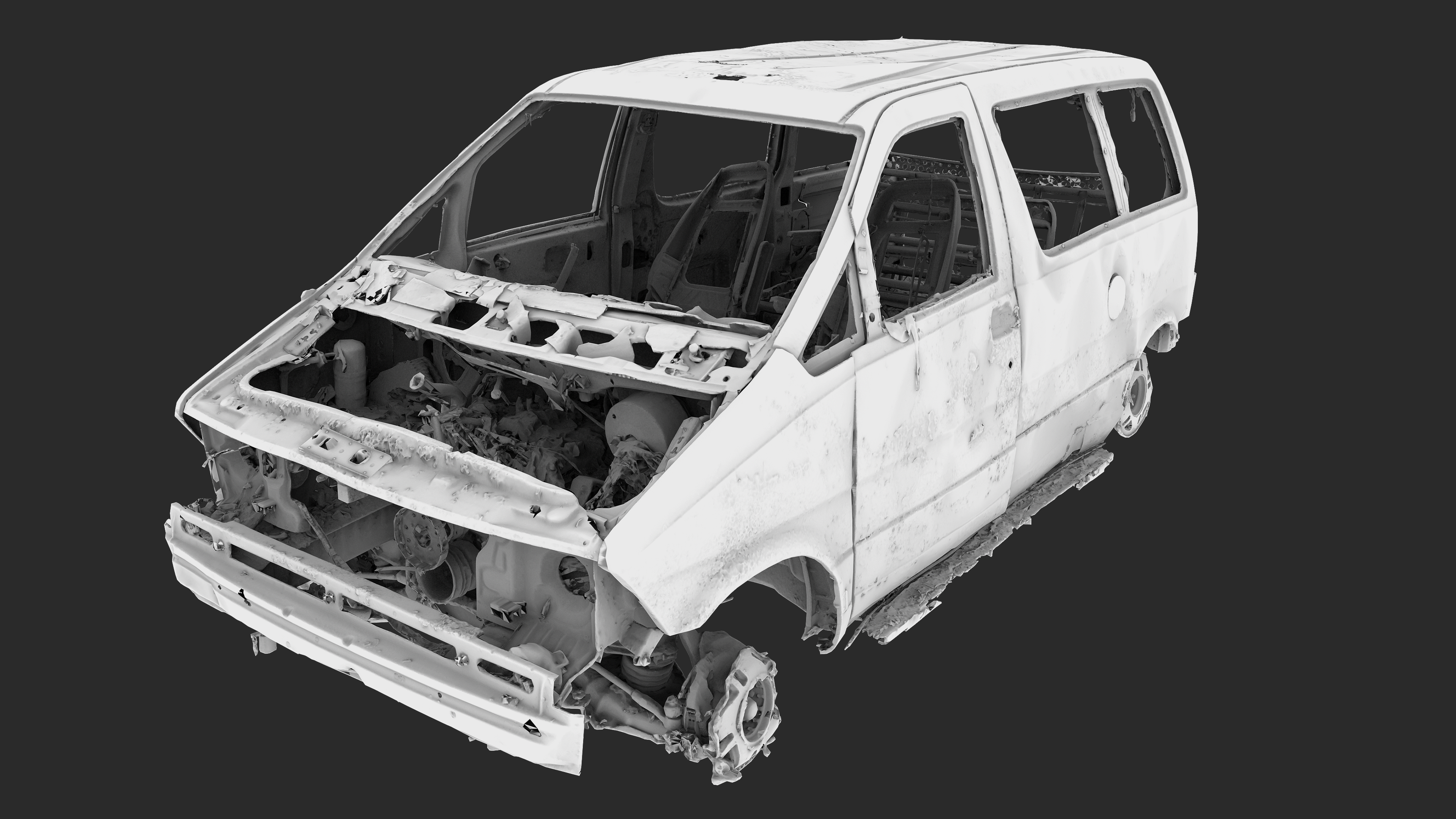 3D Burned-Out Ford Aerostar 1990s
