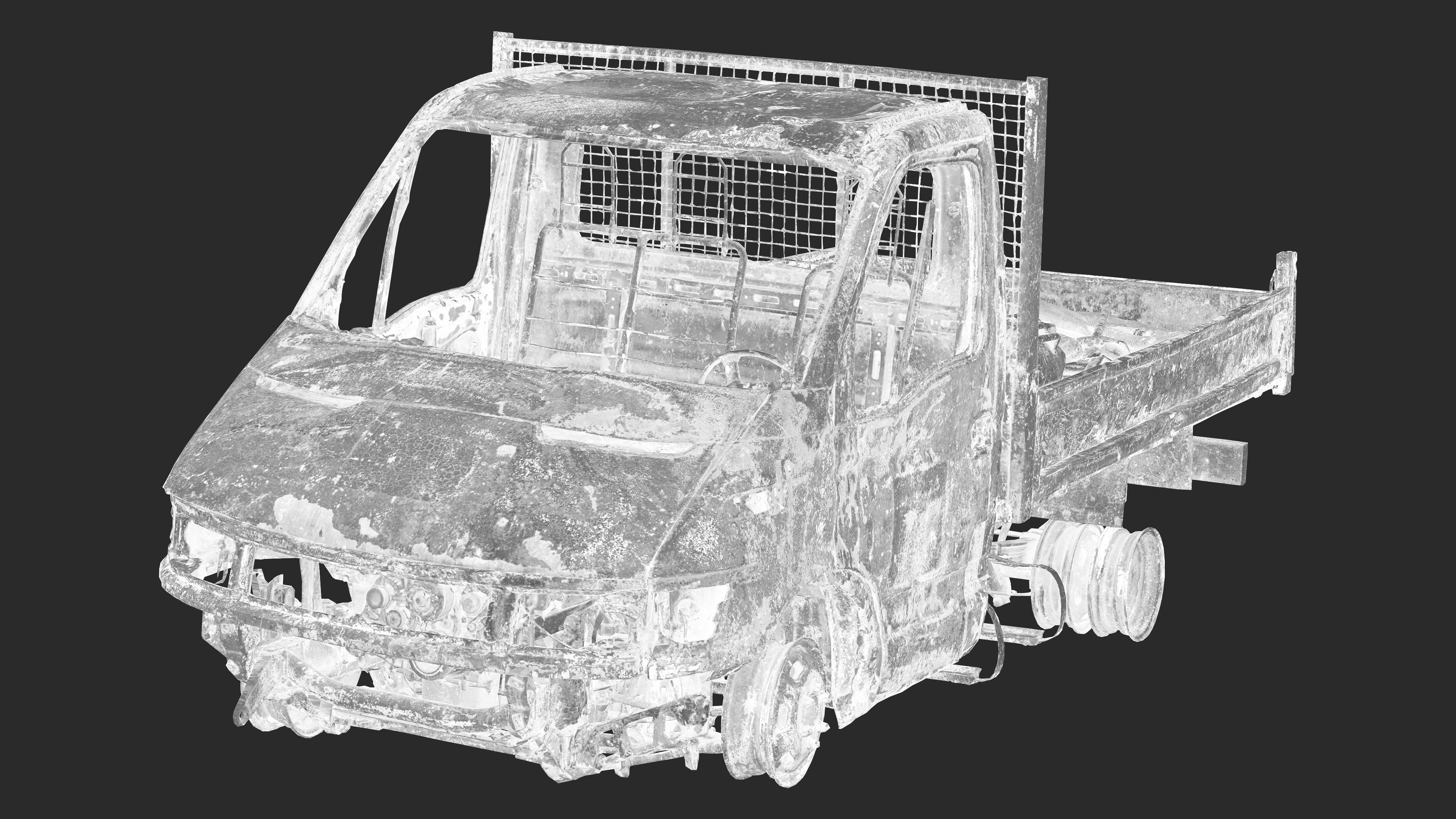 3D Burned-Out Iveco Daily Truck
