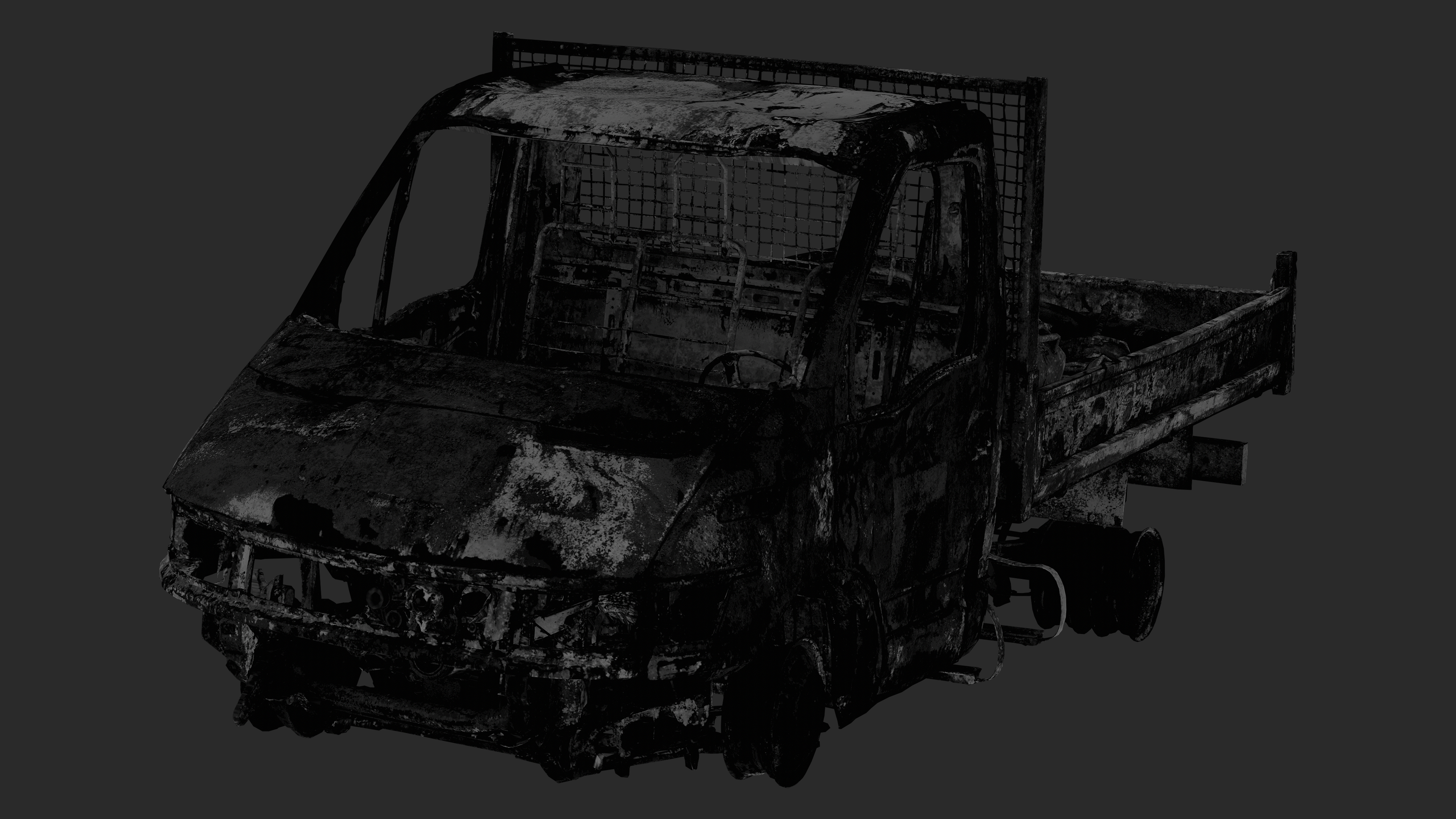 3D Burned-Out Iveco Daily Truck