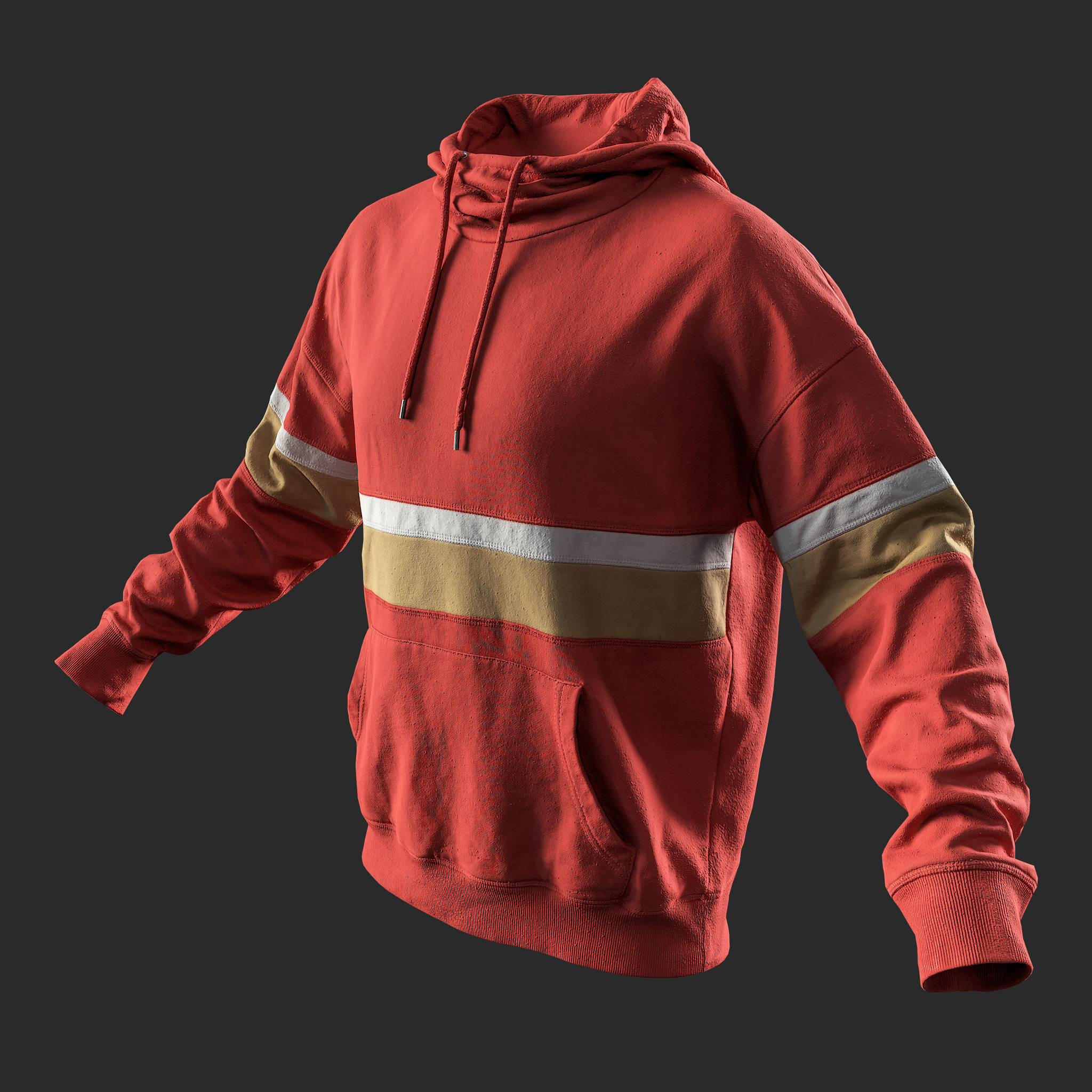 Worn Orange Hoodie 3D Model