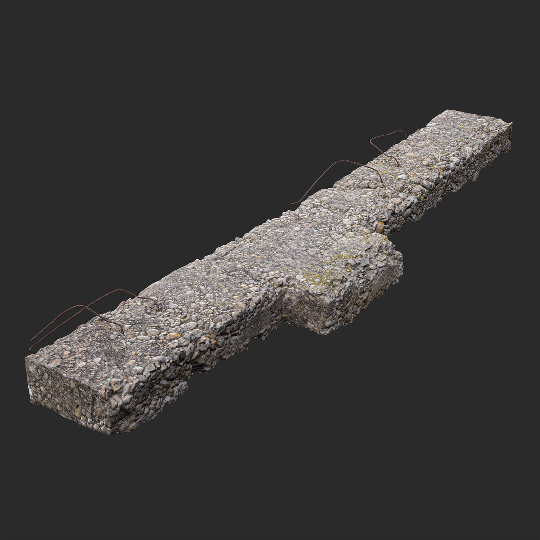 Ruin House Concrete Beam Realistic 3D Model - Game Ready Asset FBX