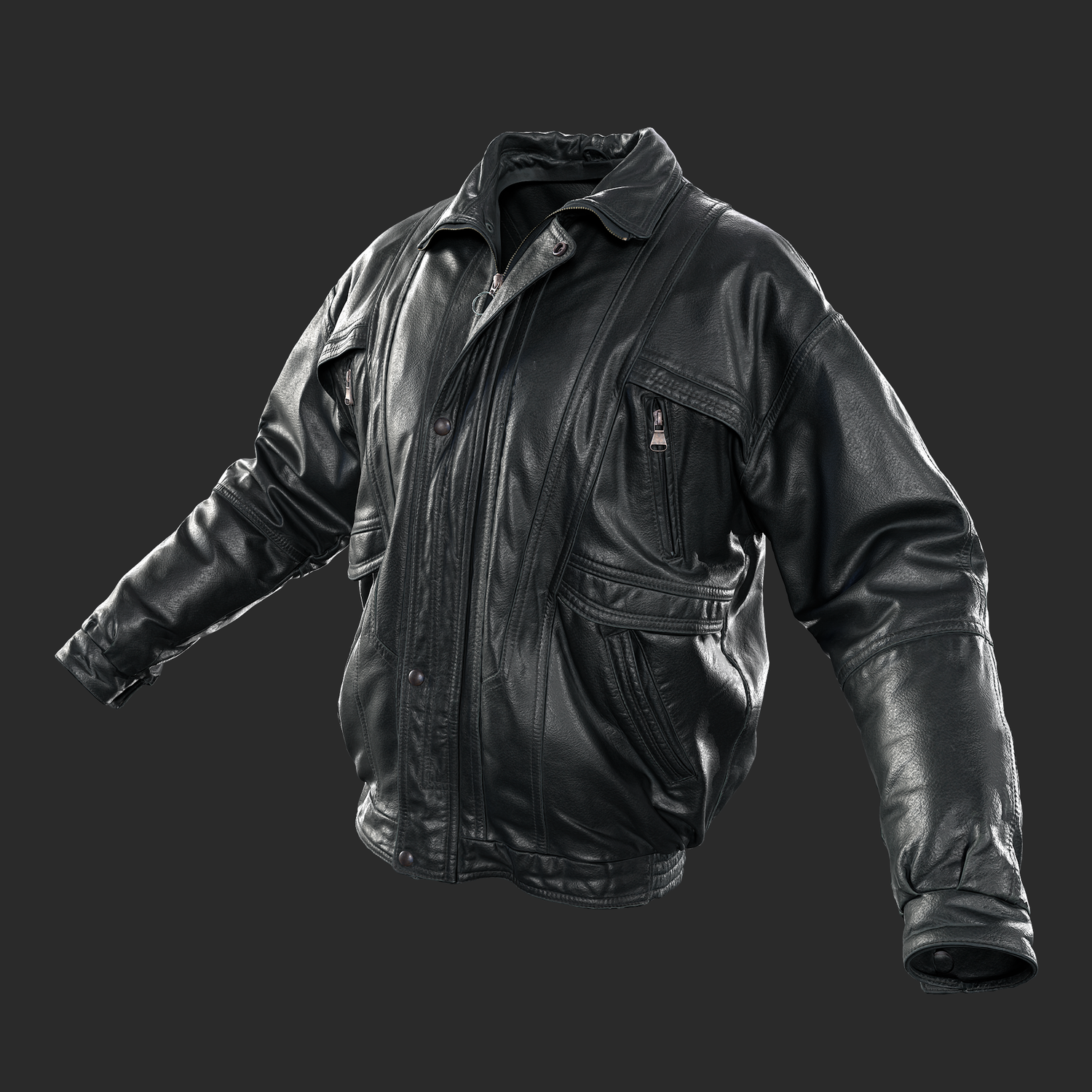 3D model Leather Snap Closure front left