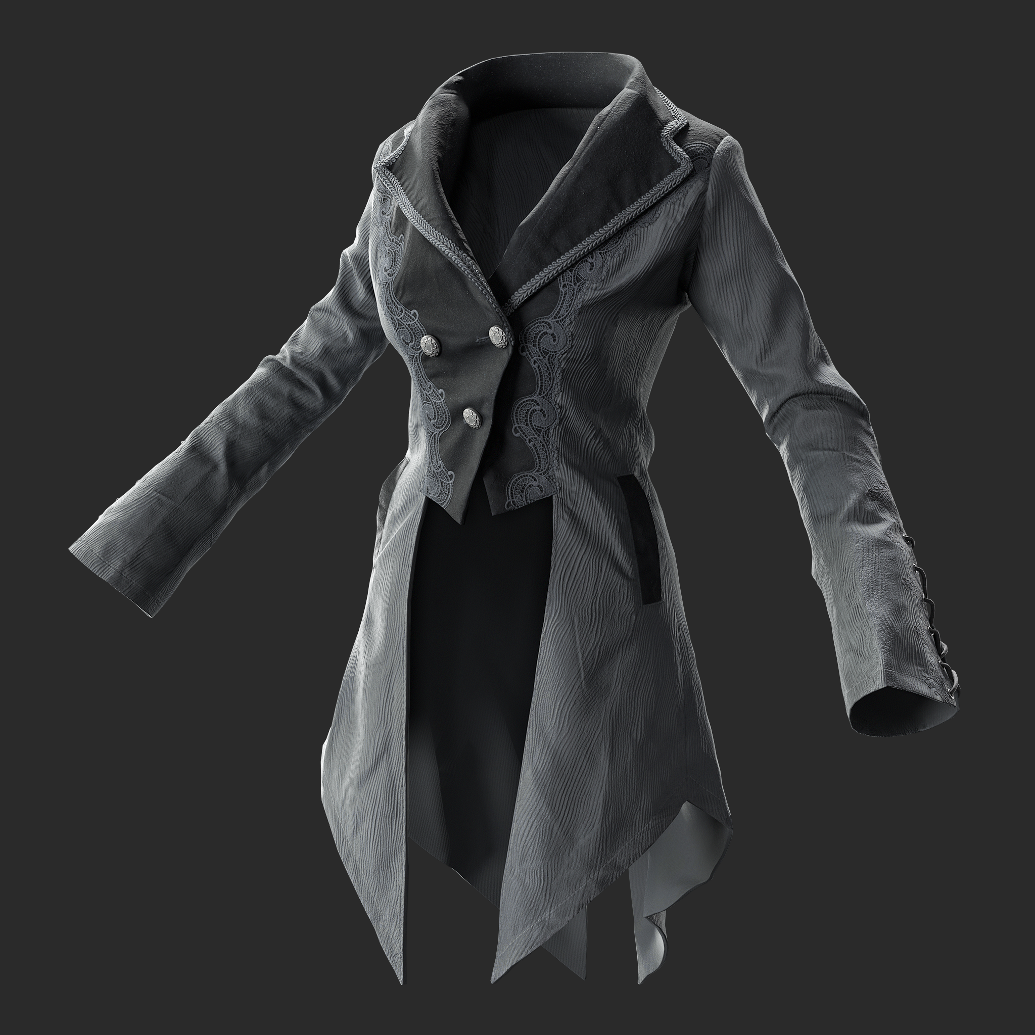 3D Women's Steampunk Costume Coat - Main Image