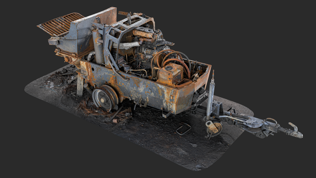 3D Burned-Out Concrete Mixer Paver