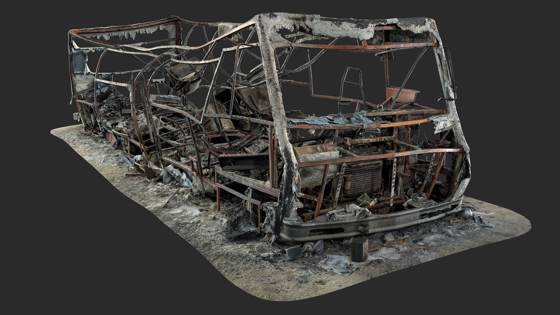 3D Burned-Out Caravan Van