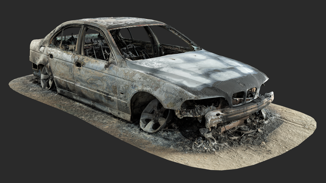 3D Burned-Out Executive Sedan BMW 5 Series