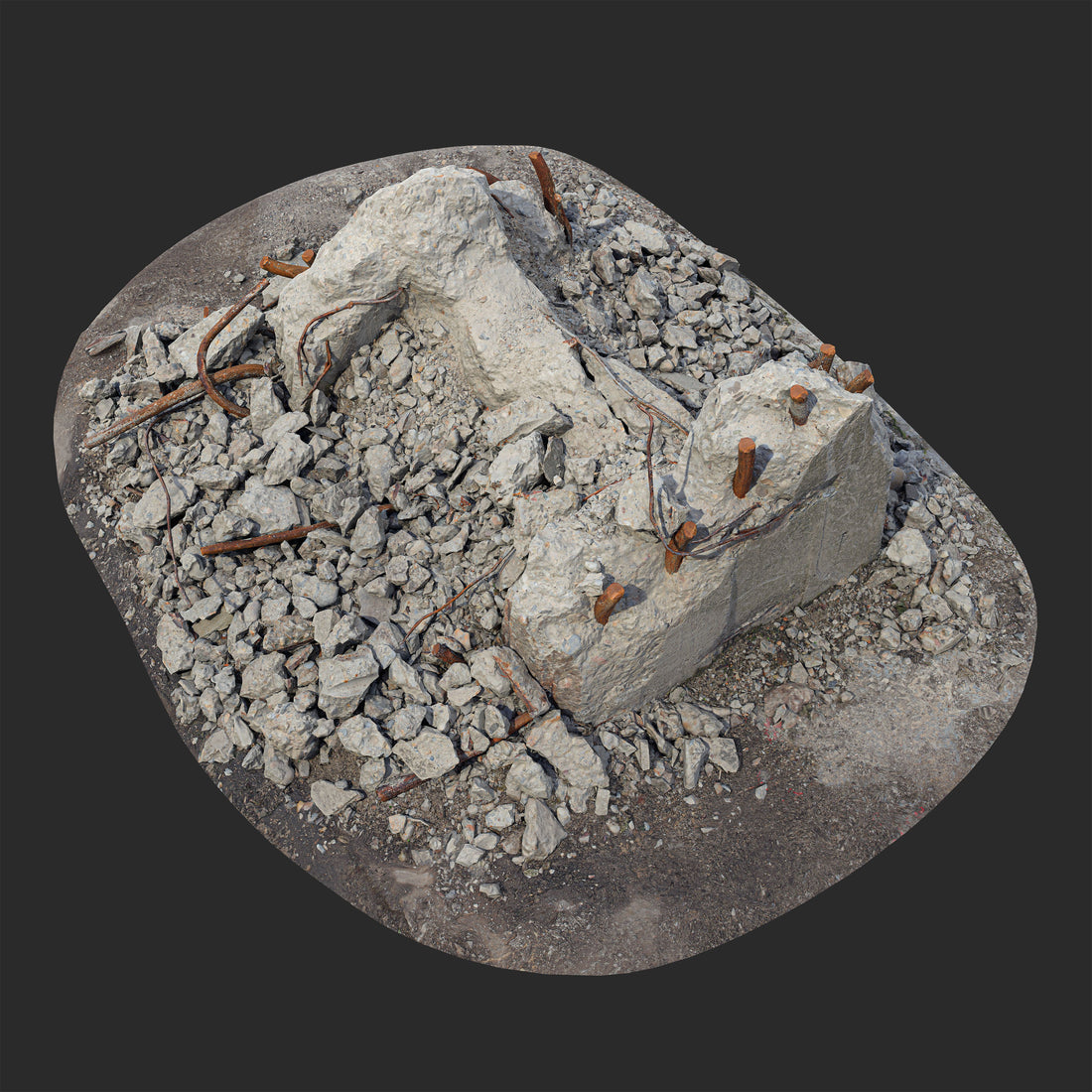 3D Broken Concrete Foundation