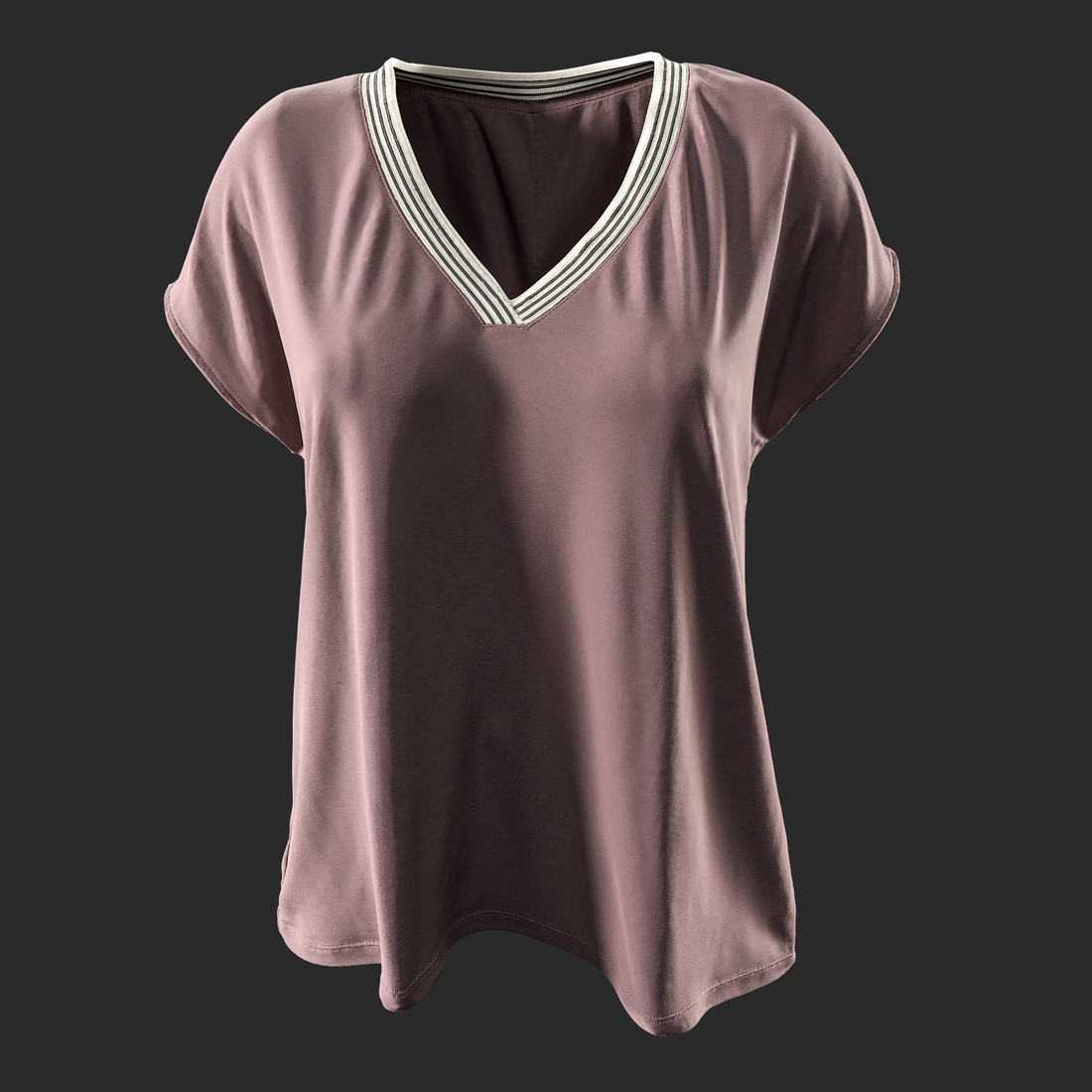 3D Blouse Brown V-Neck front