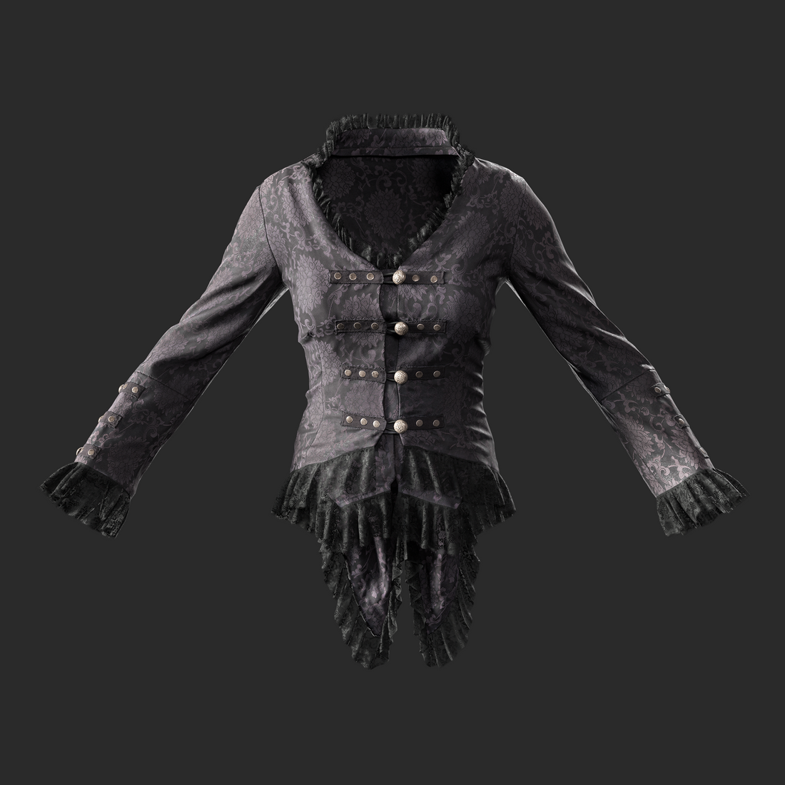 Steampunk Costume Blouse 3D Model front