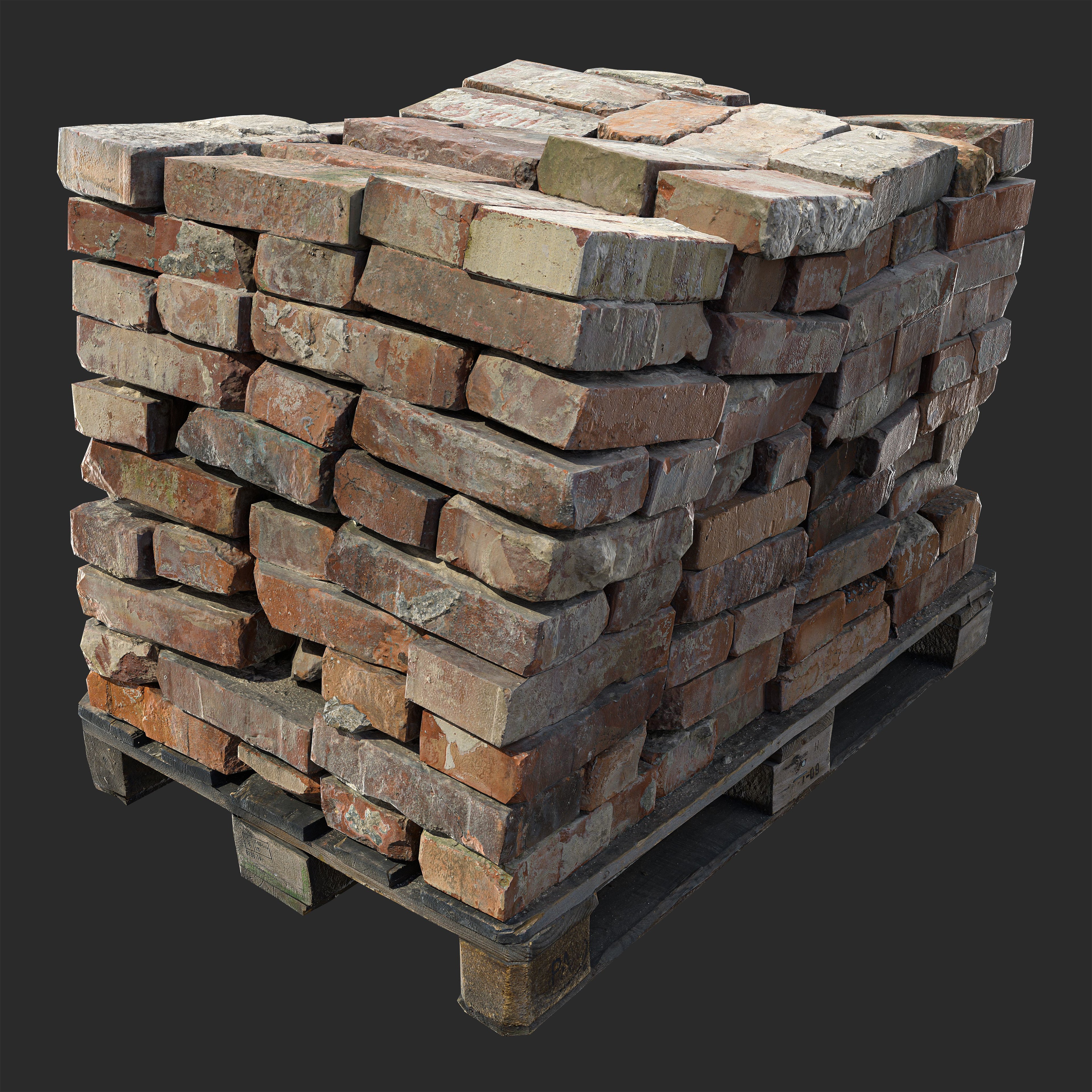 3D Stack of Aged Bricks