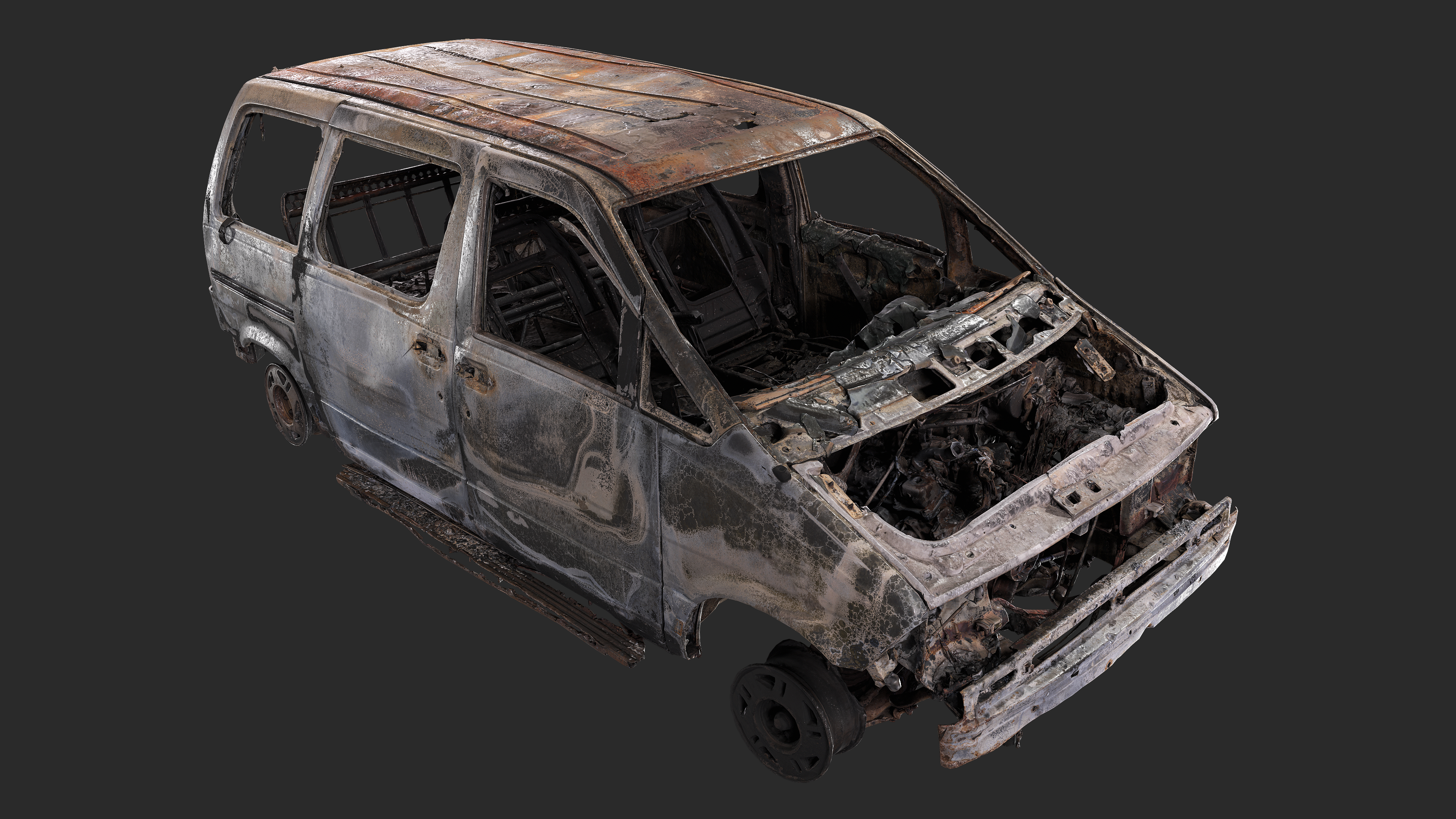 3D Burned-Out Ford Aerostar 1990s
