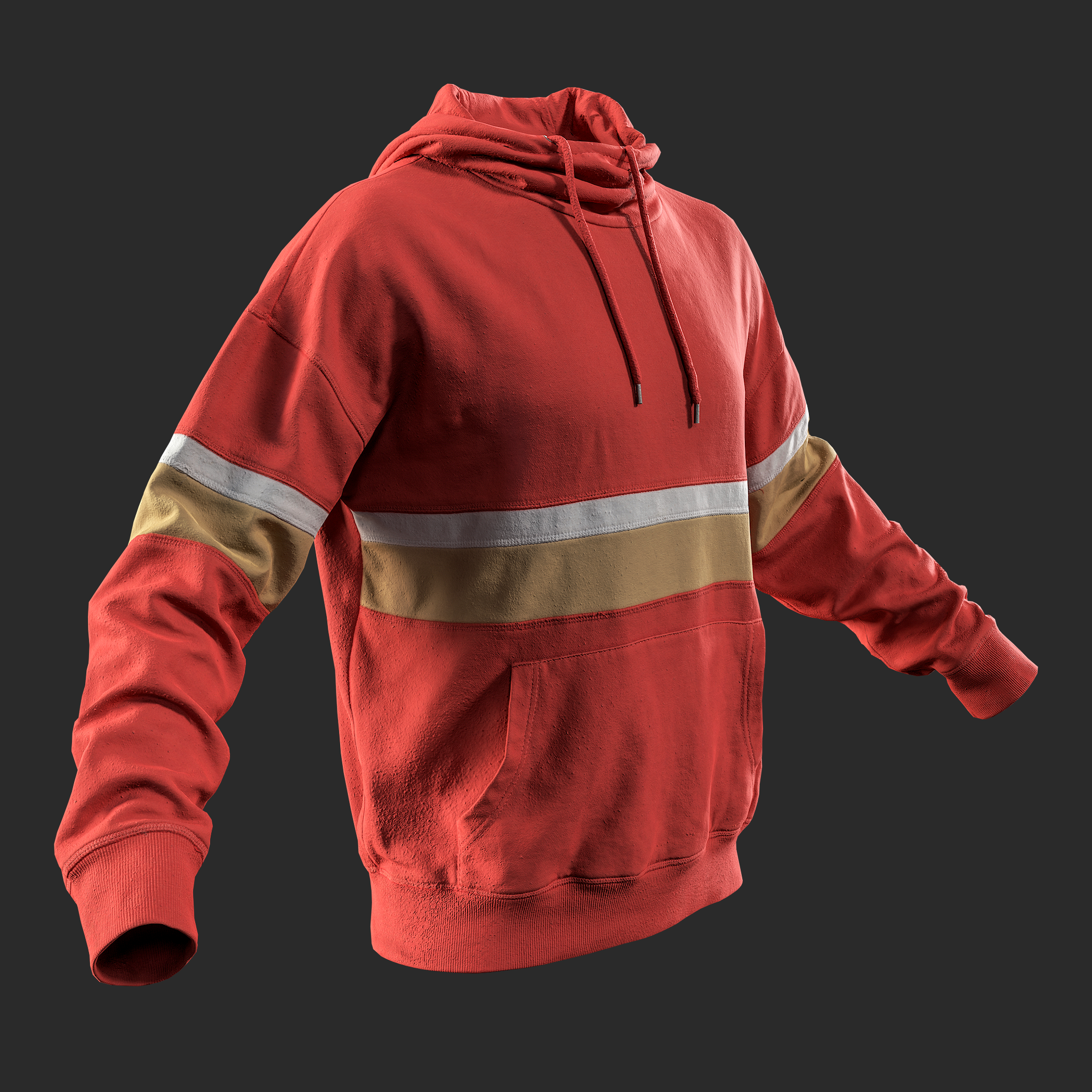 Realistic 3D Model Orange Hoodie