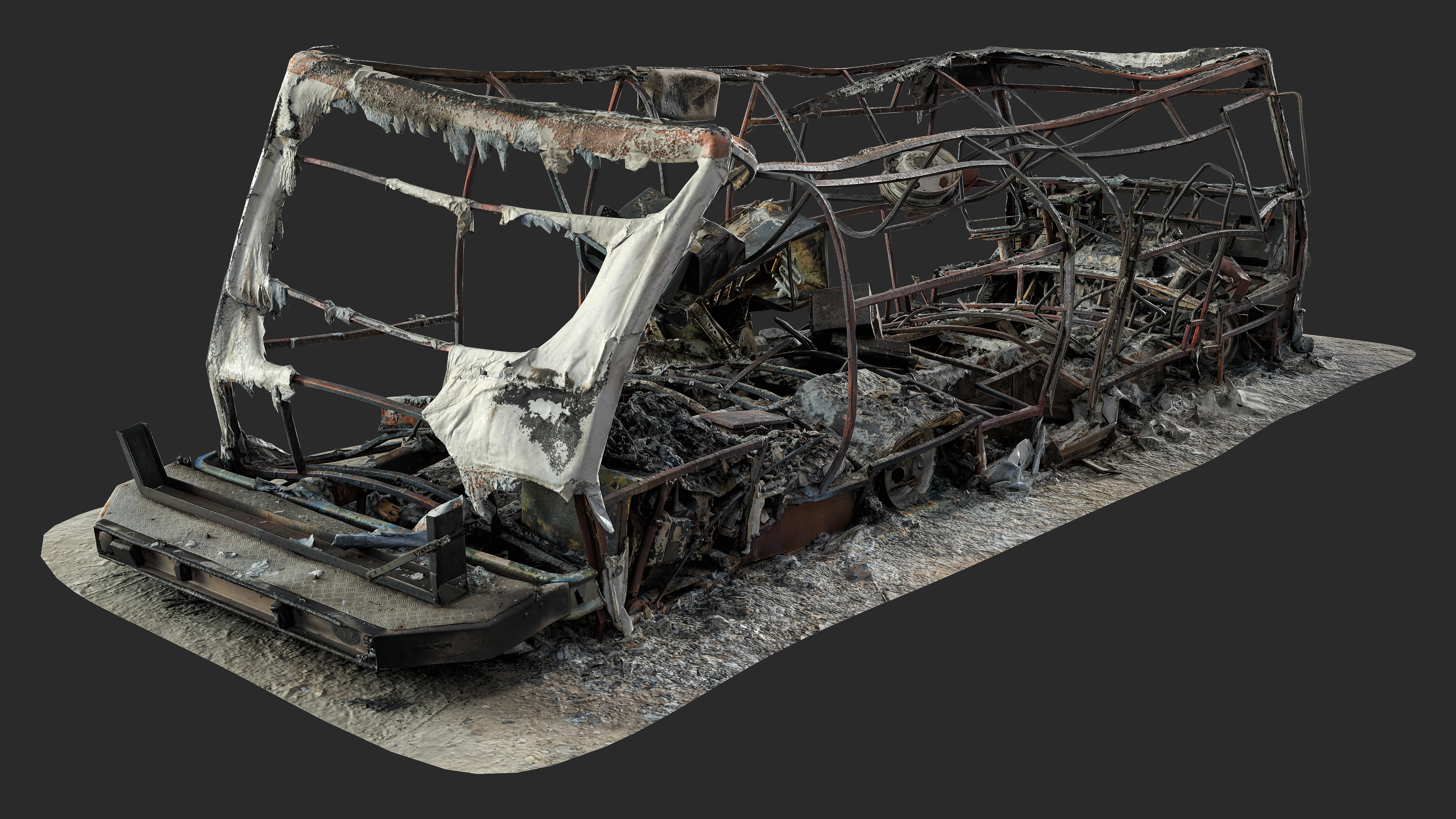3D Burned-Out Caravan Van