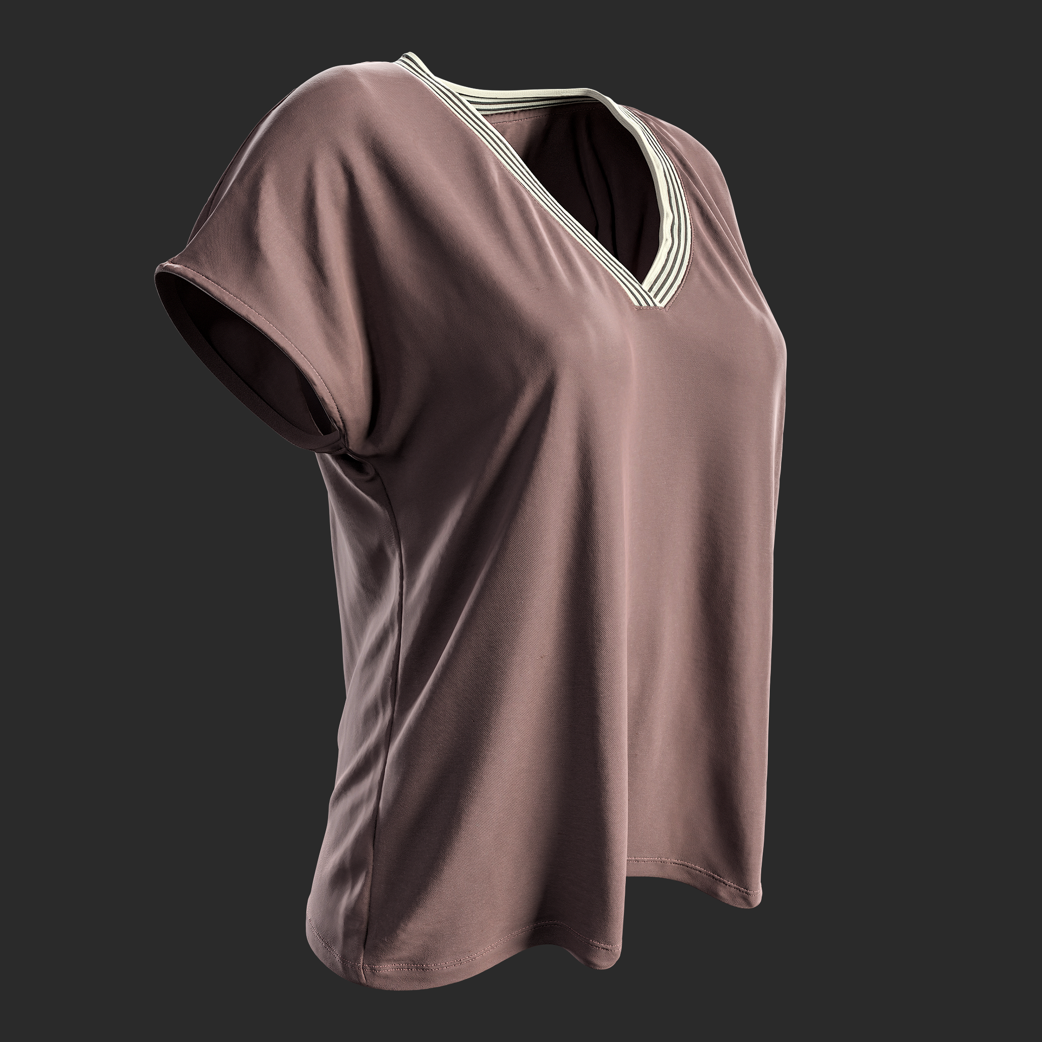 3D Blouse Brown V-Neck front right