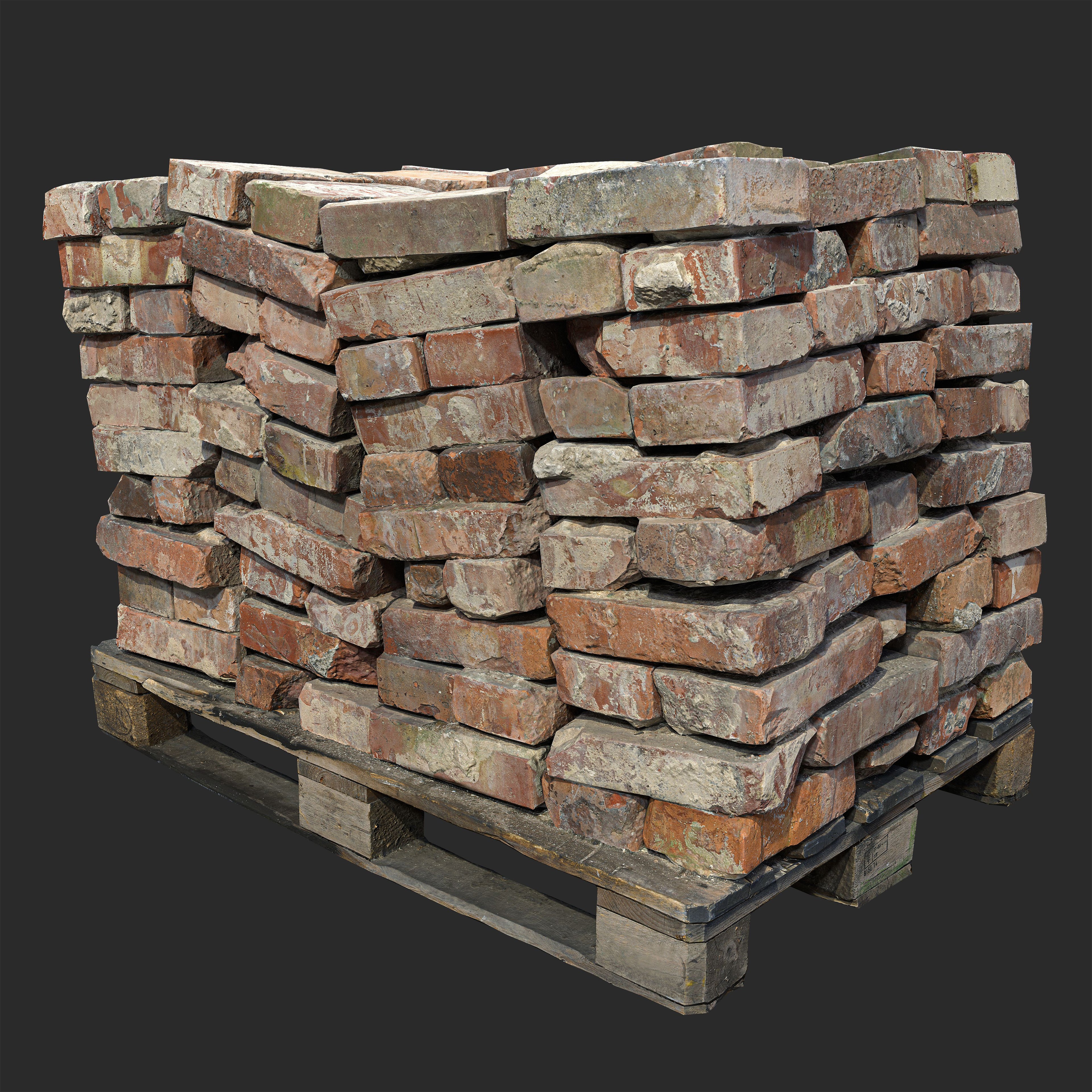 3D Stack of Aged Bricks