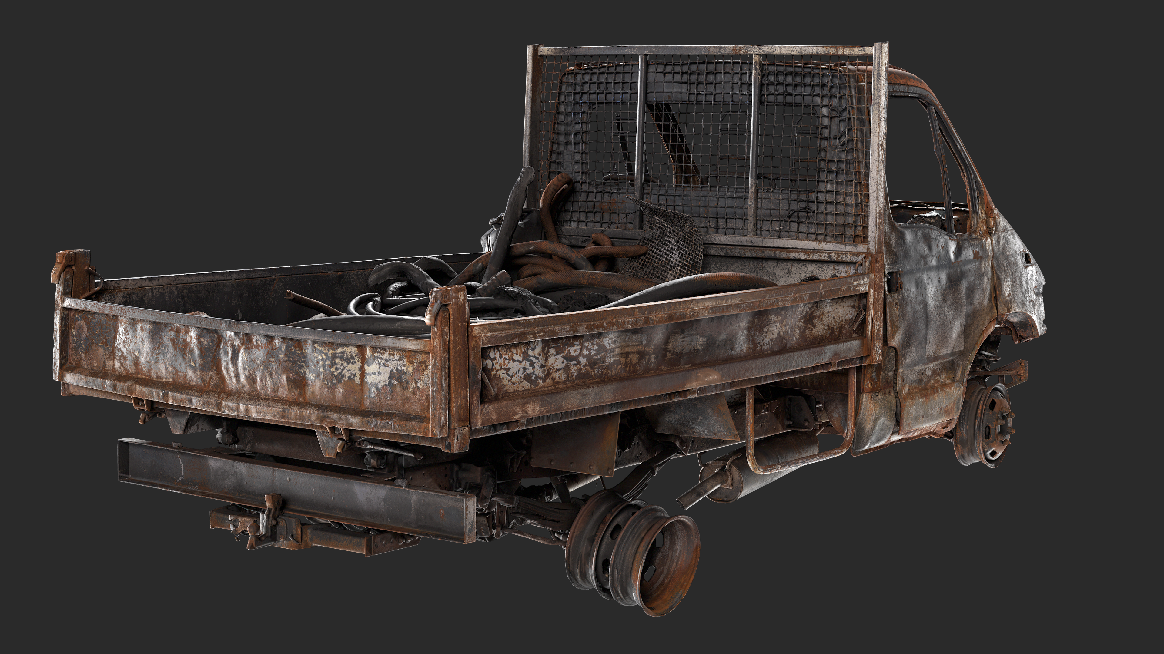 3D Burned-Out Iveco Daily Truck