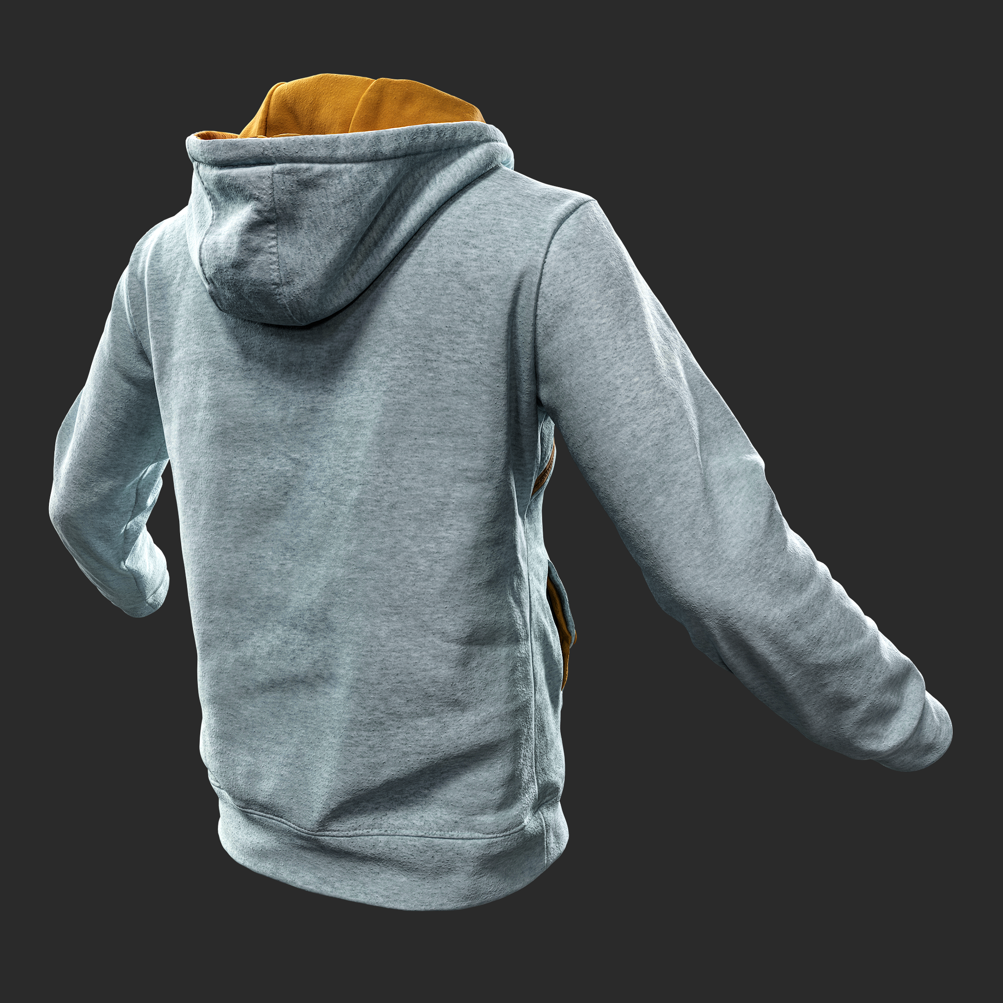 3D Model Gray Mustard Hoodie back right