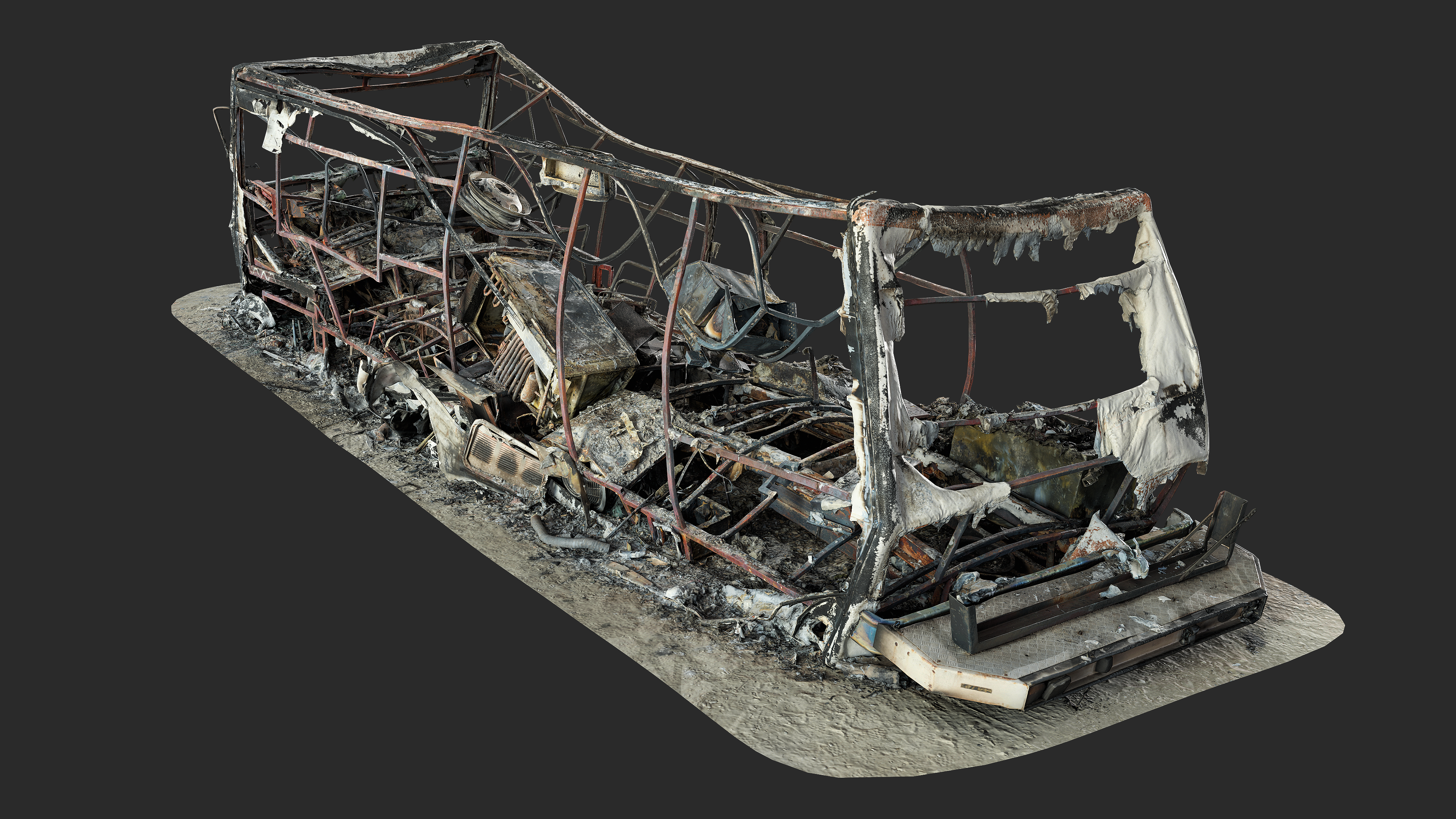3D Burned-Out Caravan Van