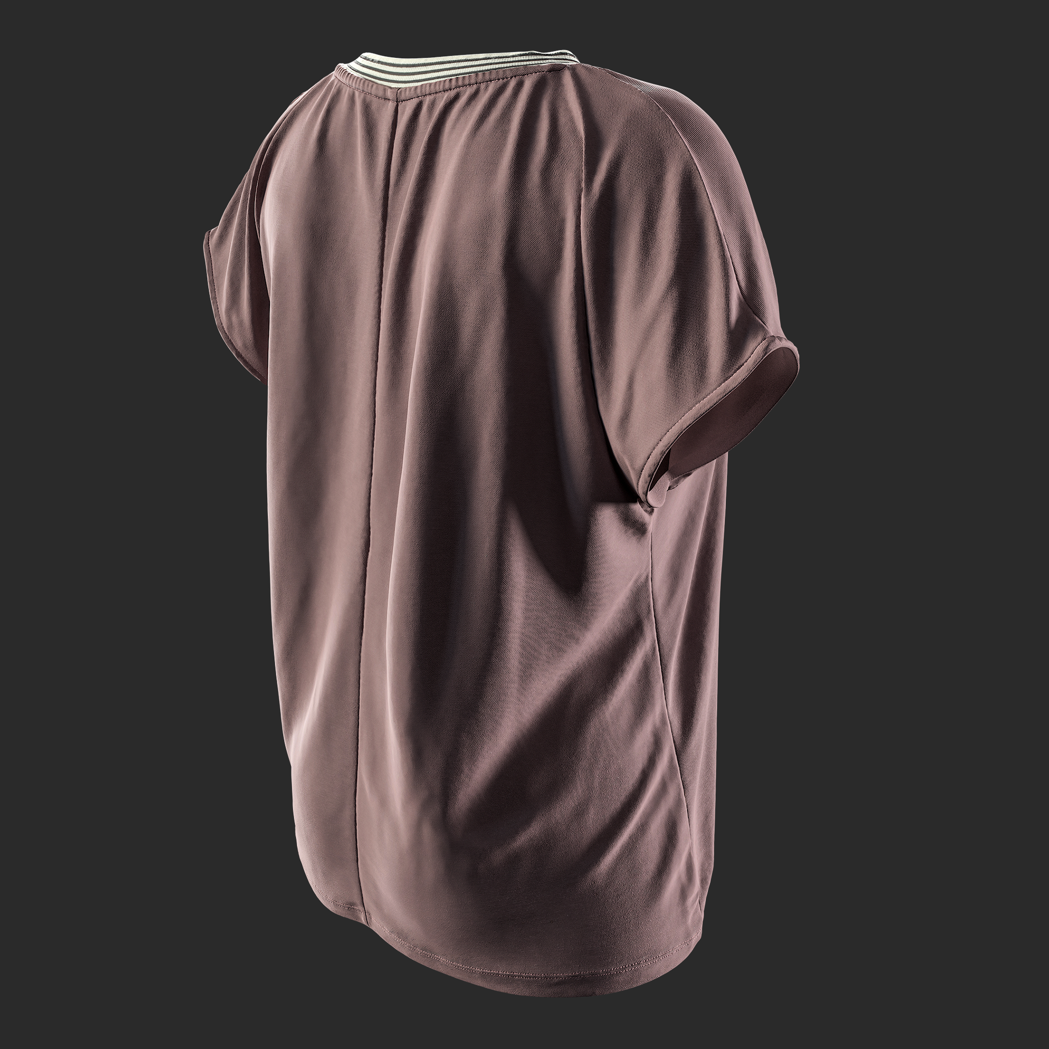 3D Blouse Brown V-Neck back right