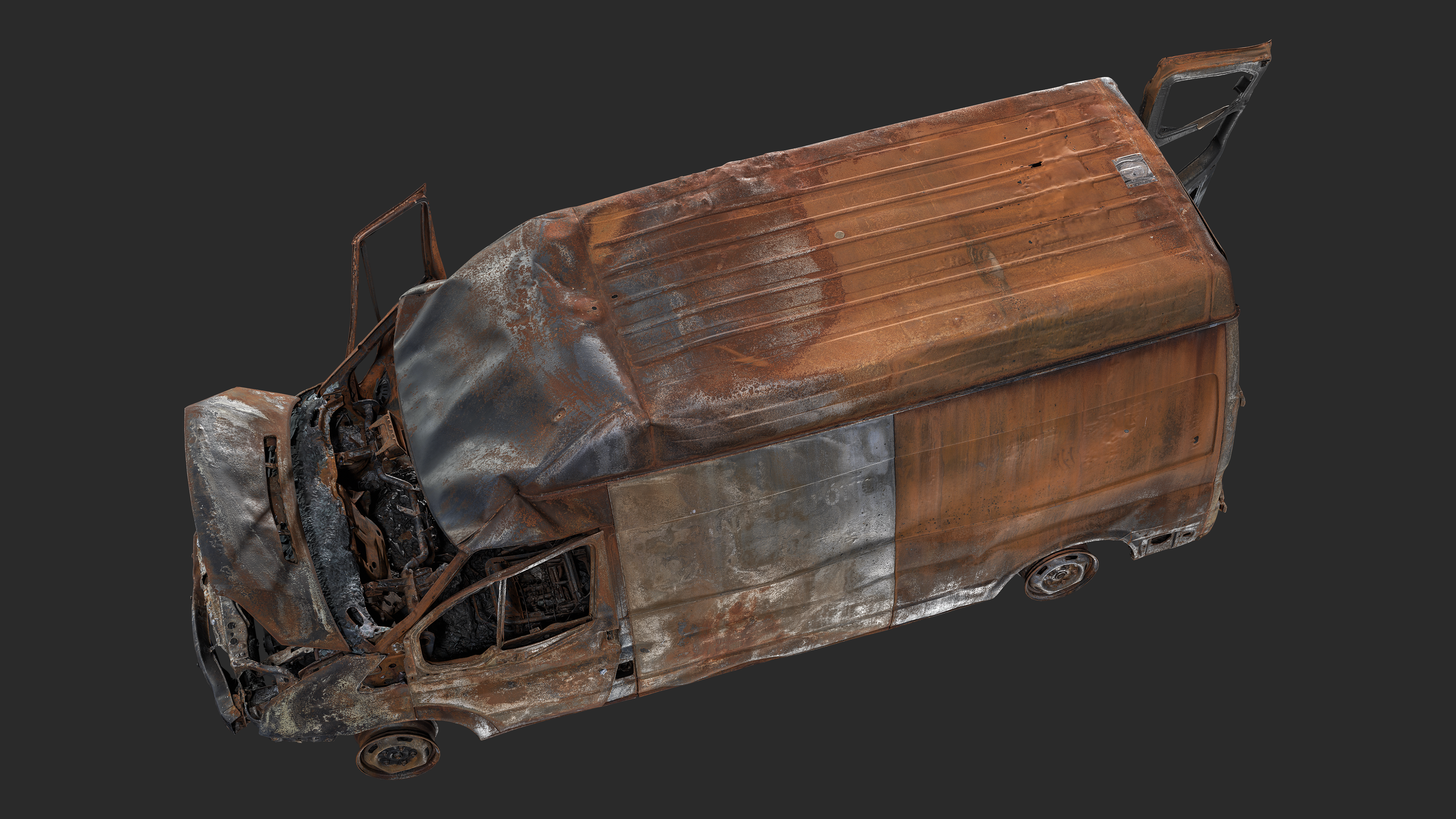 3D Burned Ford Transit Van