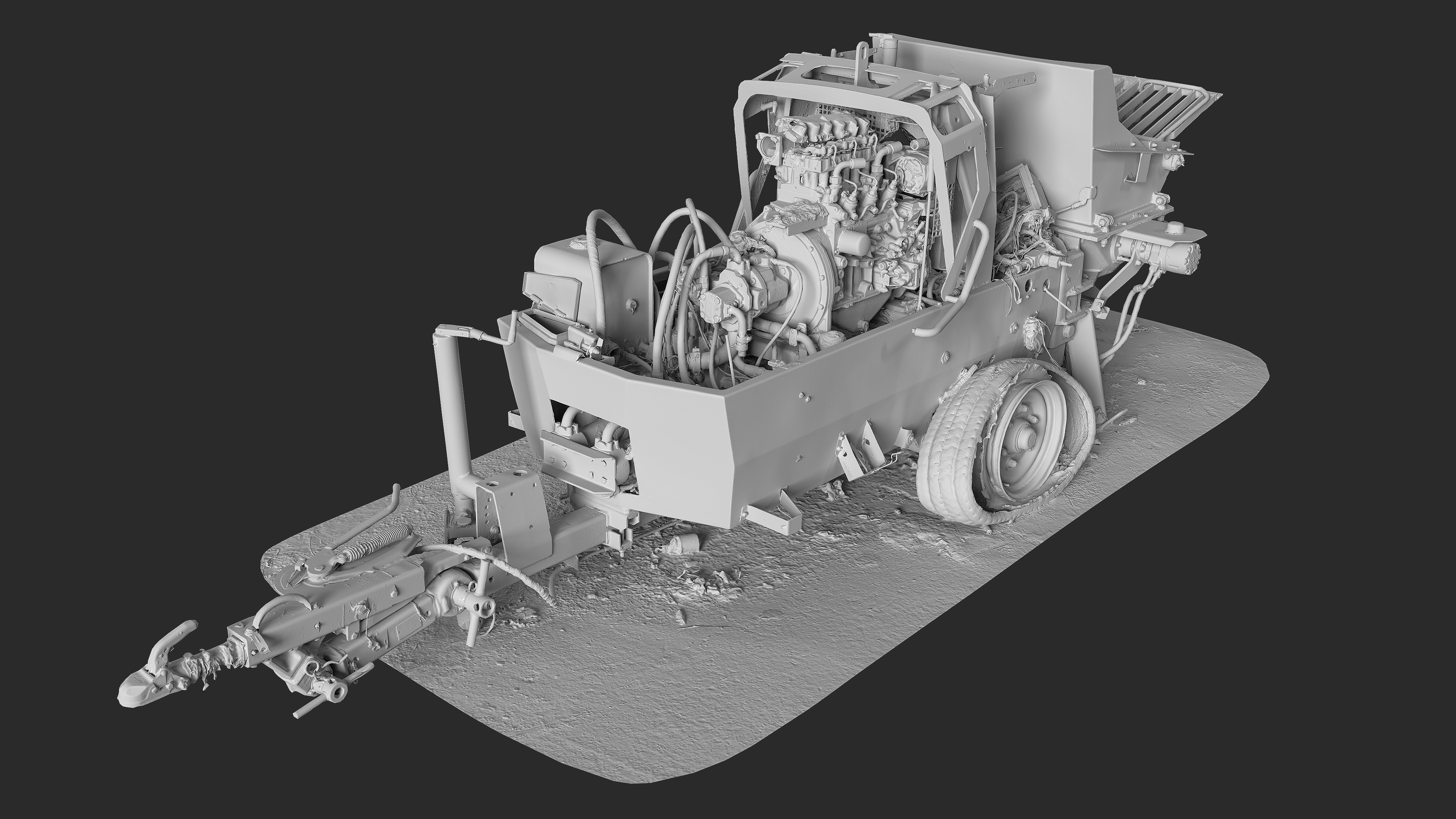 3D Burned-Out Concrete Mixer Paver