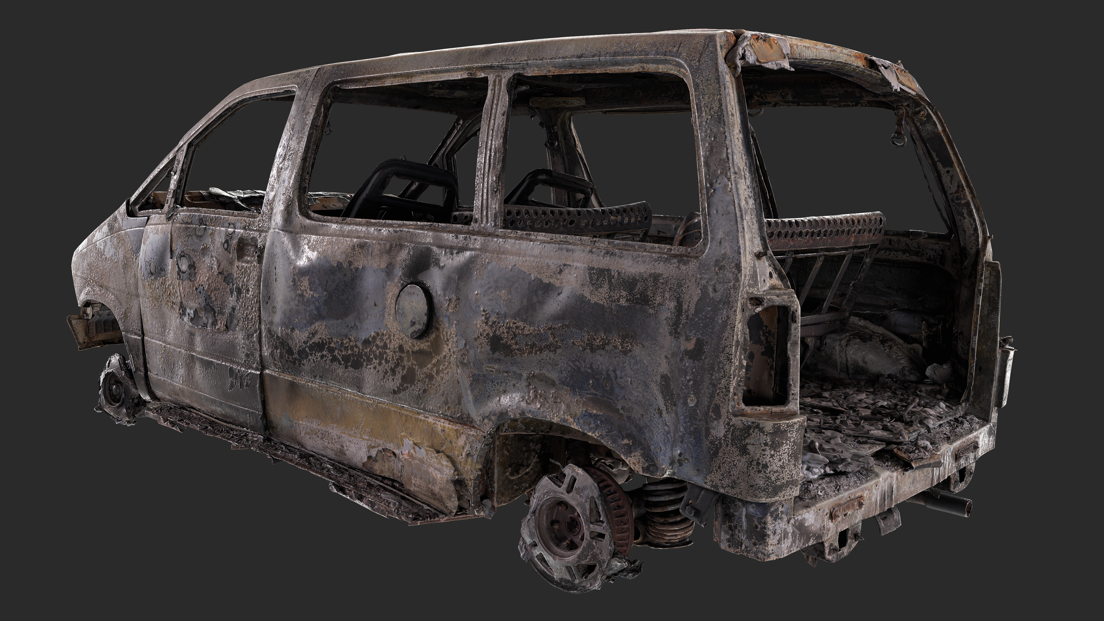 3D Burned-Out Ford Aerostar 1990s