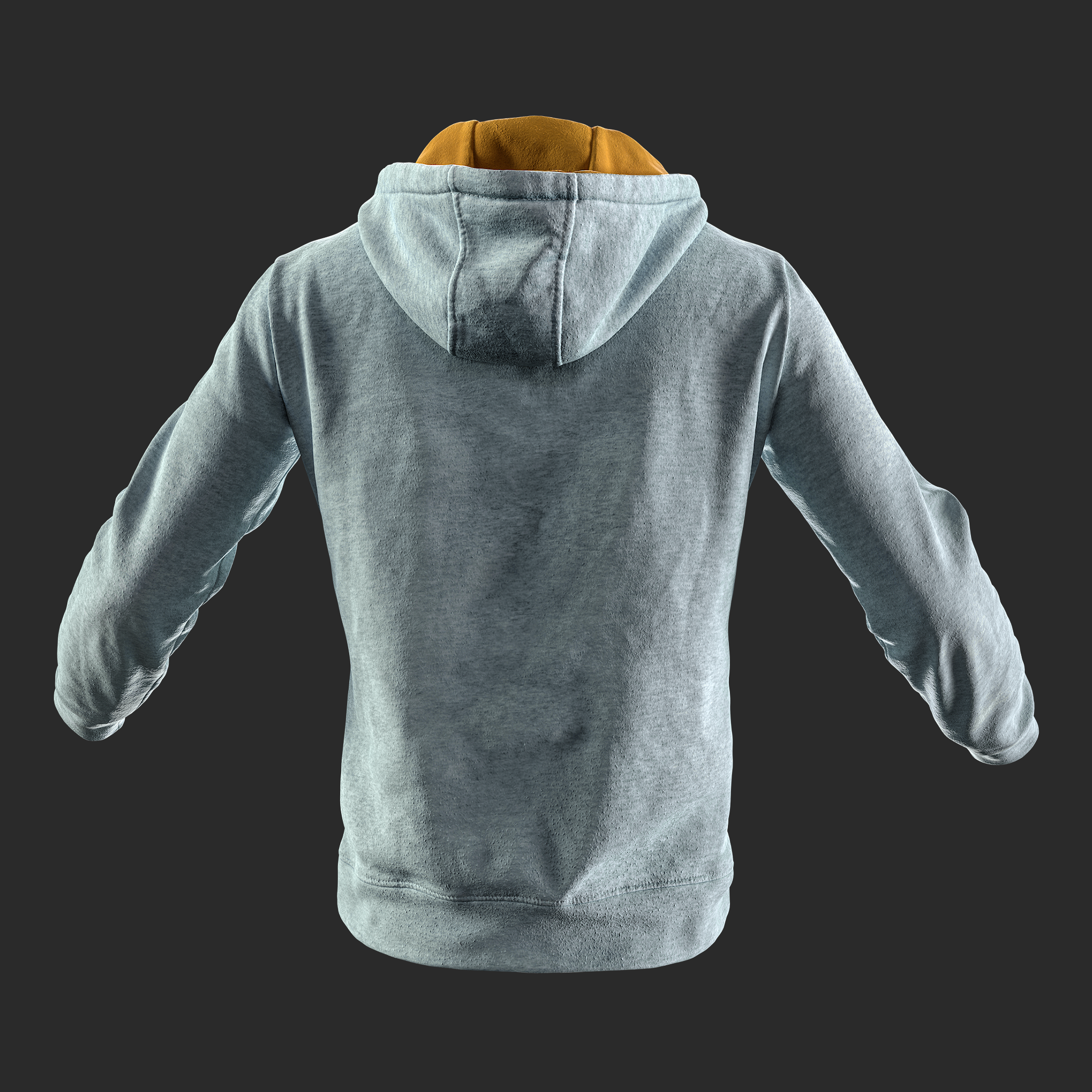 3D Model Gray Mustard Hoodie back