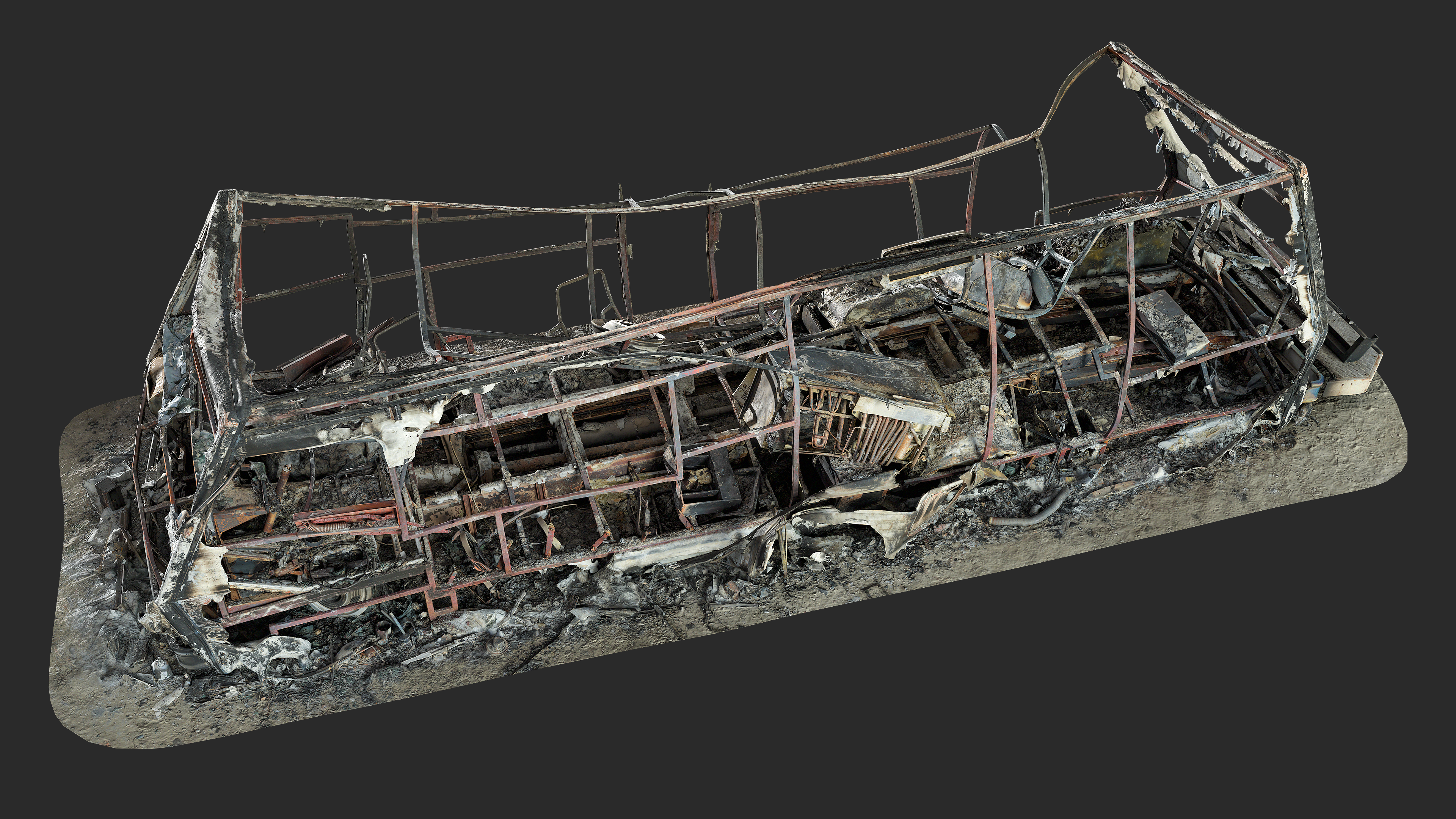 3D Burned-Out Caravan Van