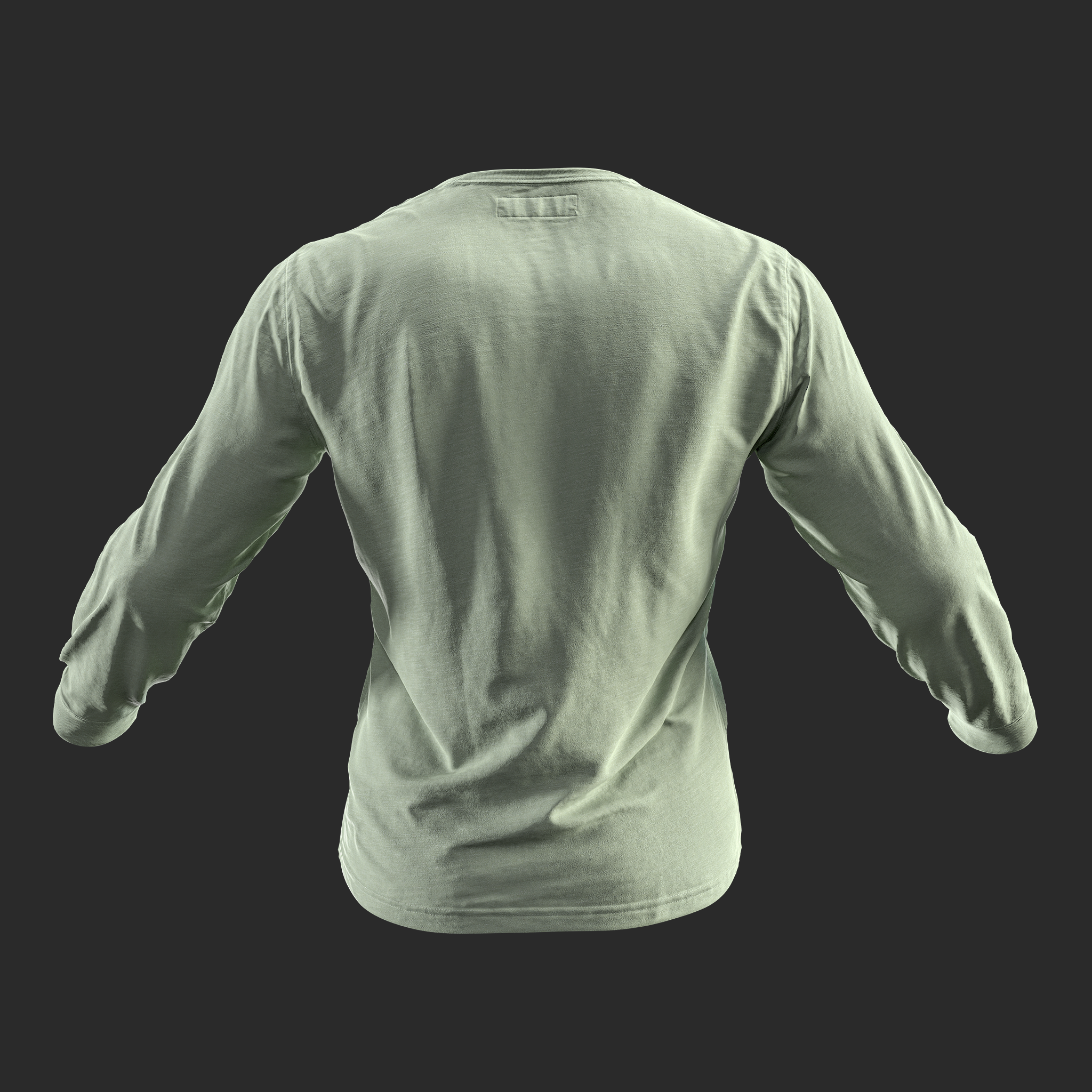 3D Model Mens Green Long Sleeve T-Shirt back