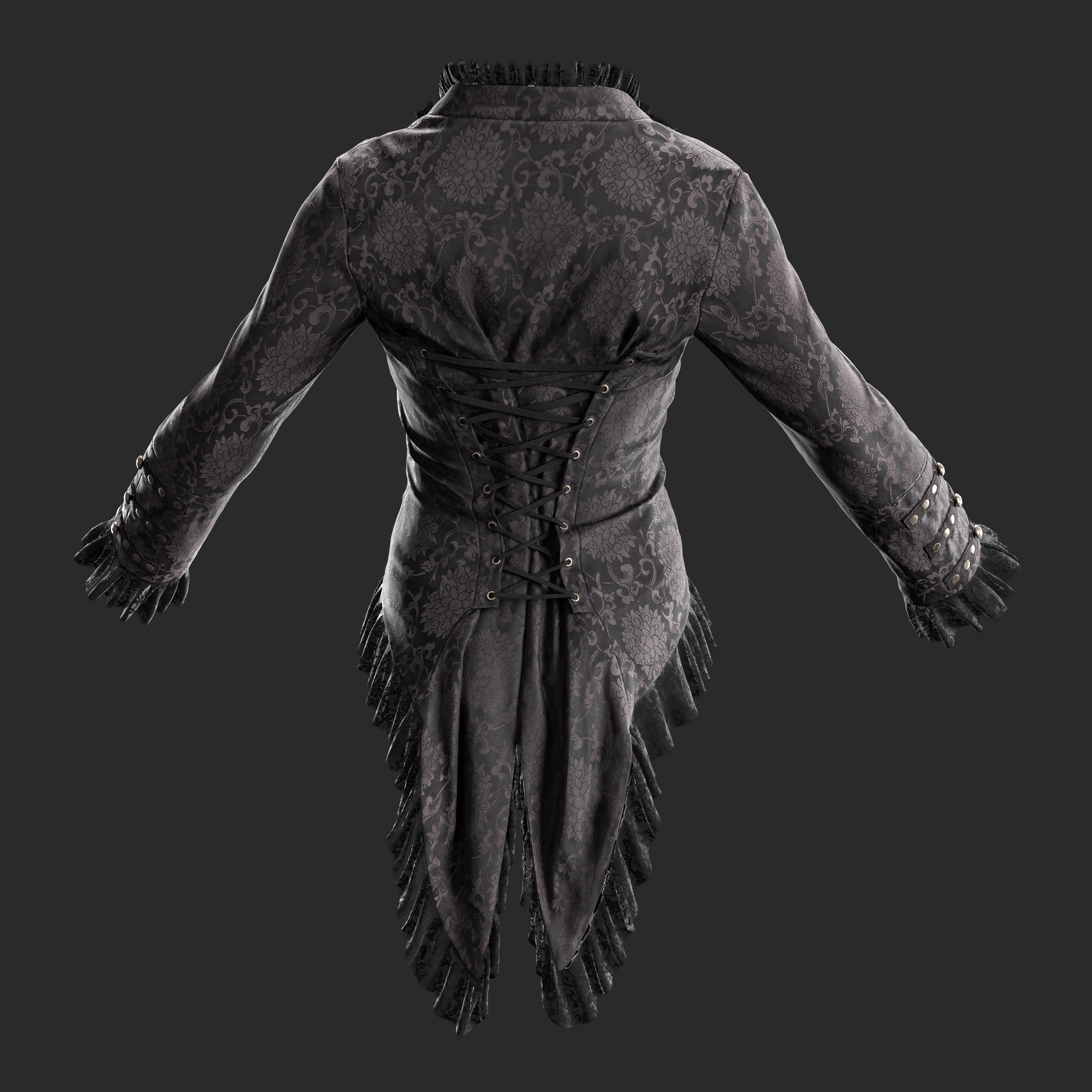 Steampunk Costume Blouse 3D Model back