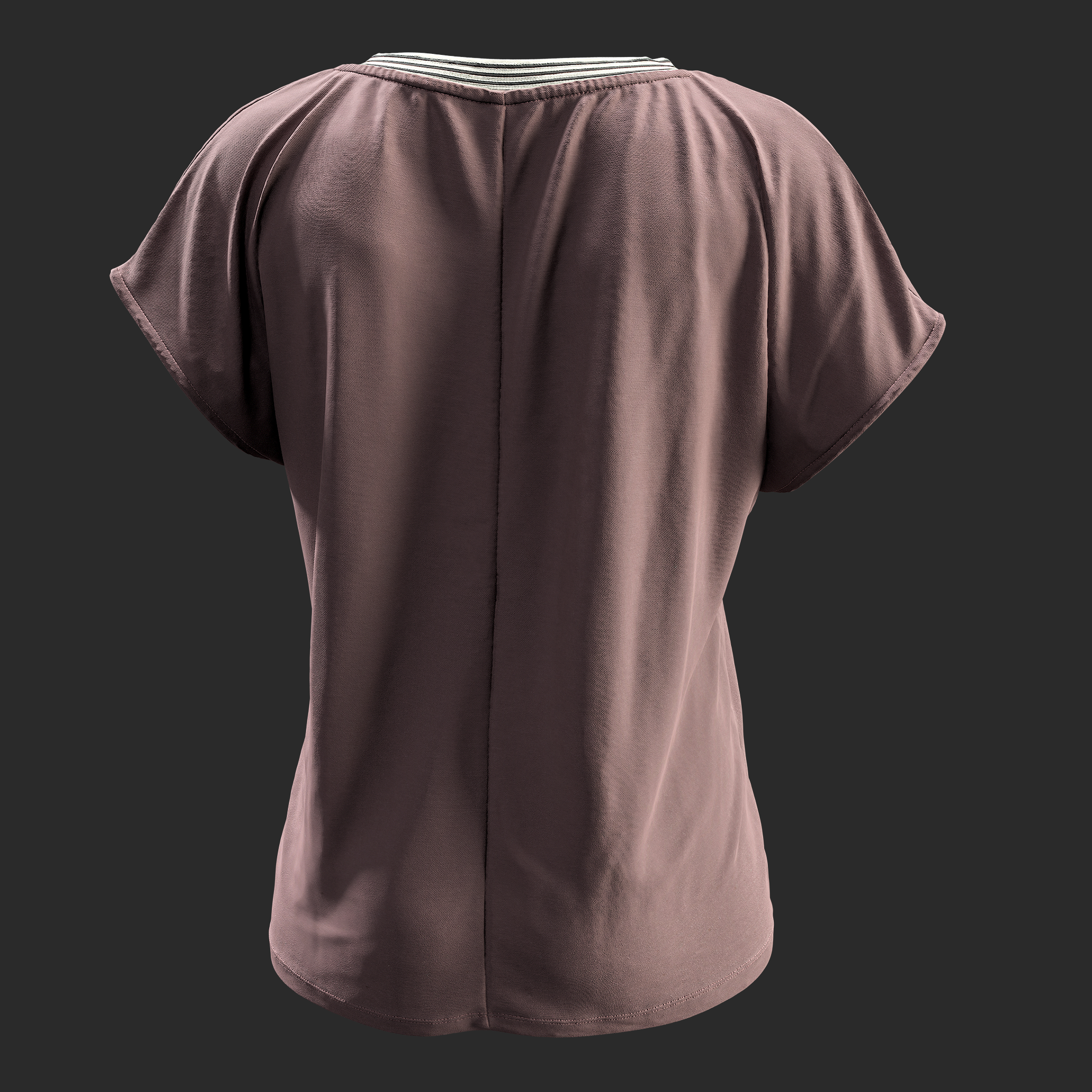 3D Blouse Brown V-Neck back