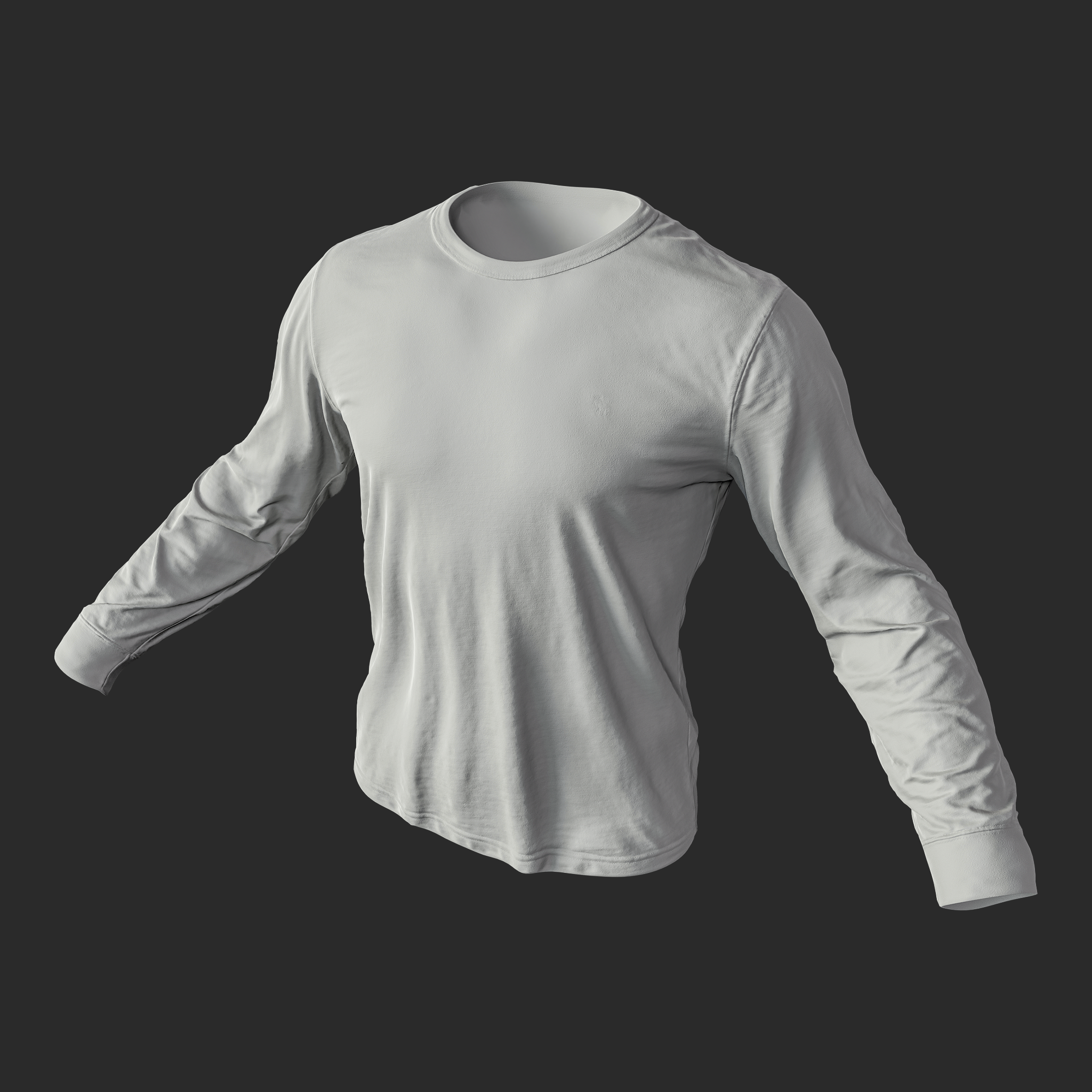 3D Model Mens Green Long Sleeve T-Shirt clay