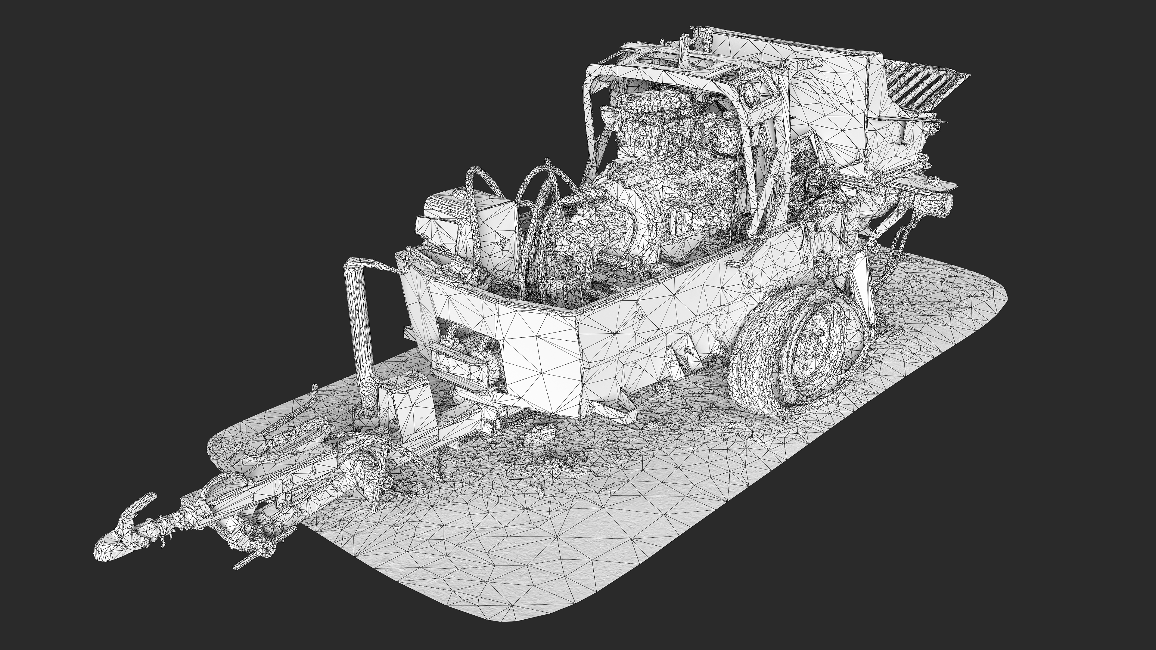 3D Burned-Out Concrete Mixer Paver