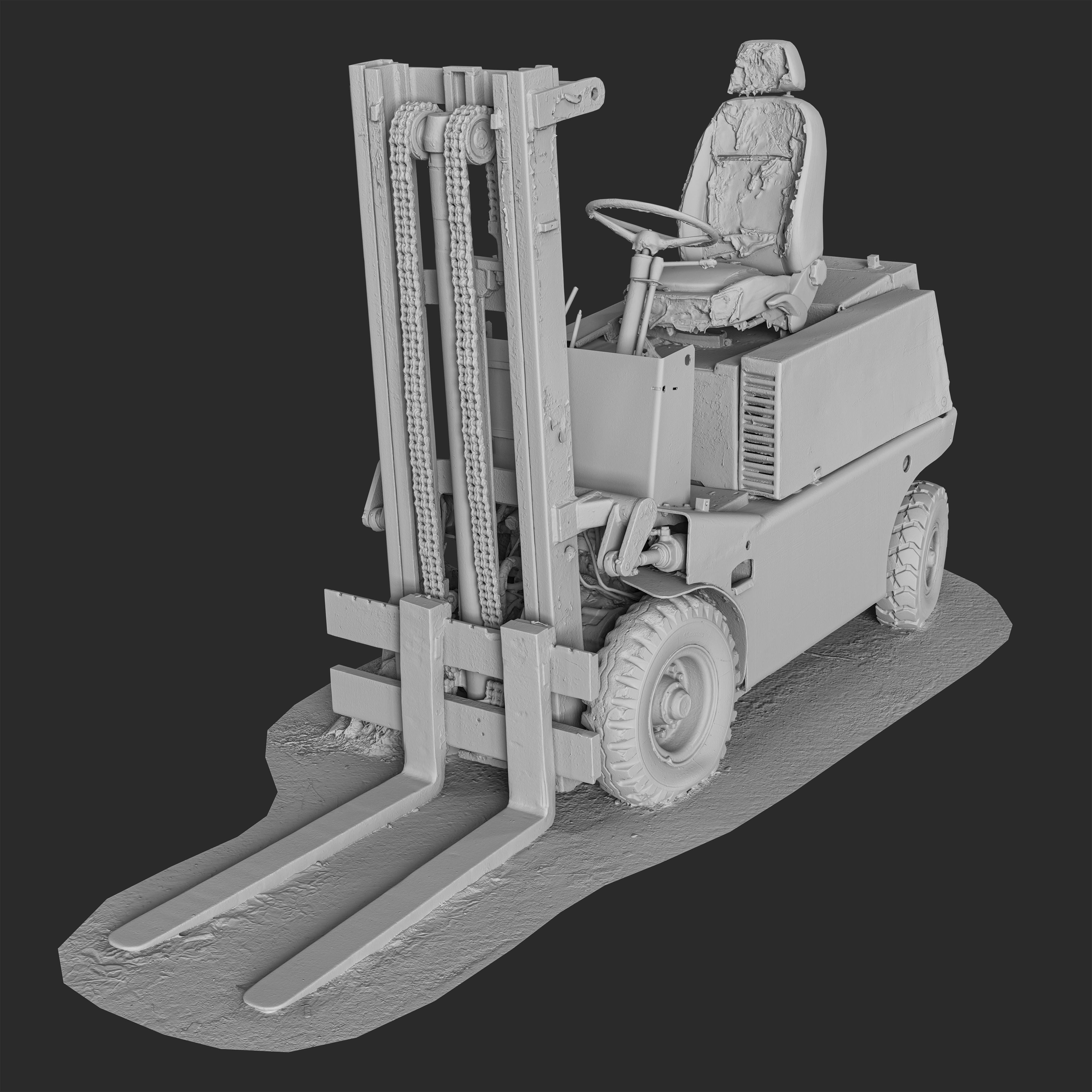 3D Burned-Out 1980s Forklift