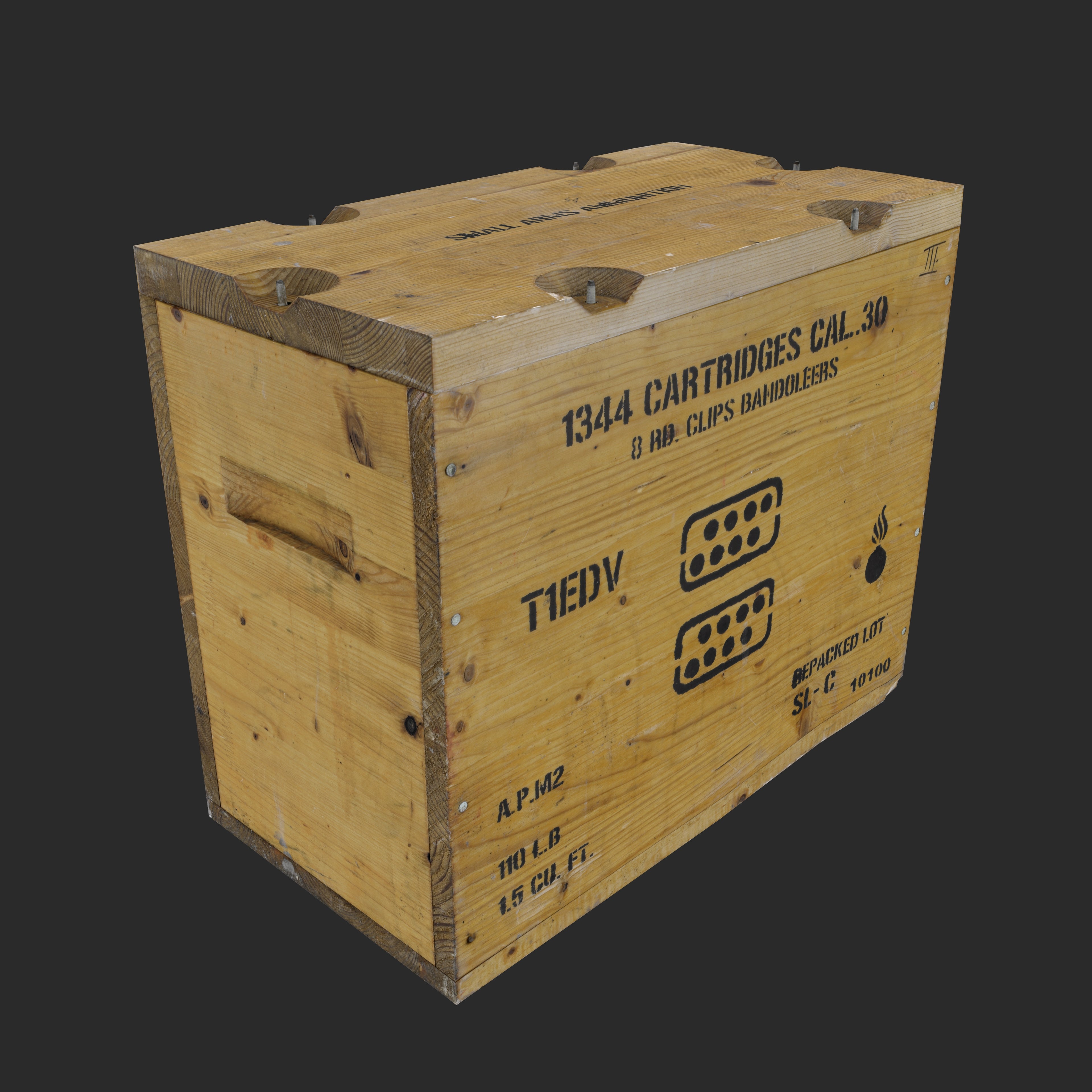 3D Wooden Ammunition Crate
