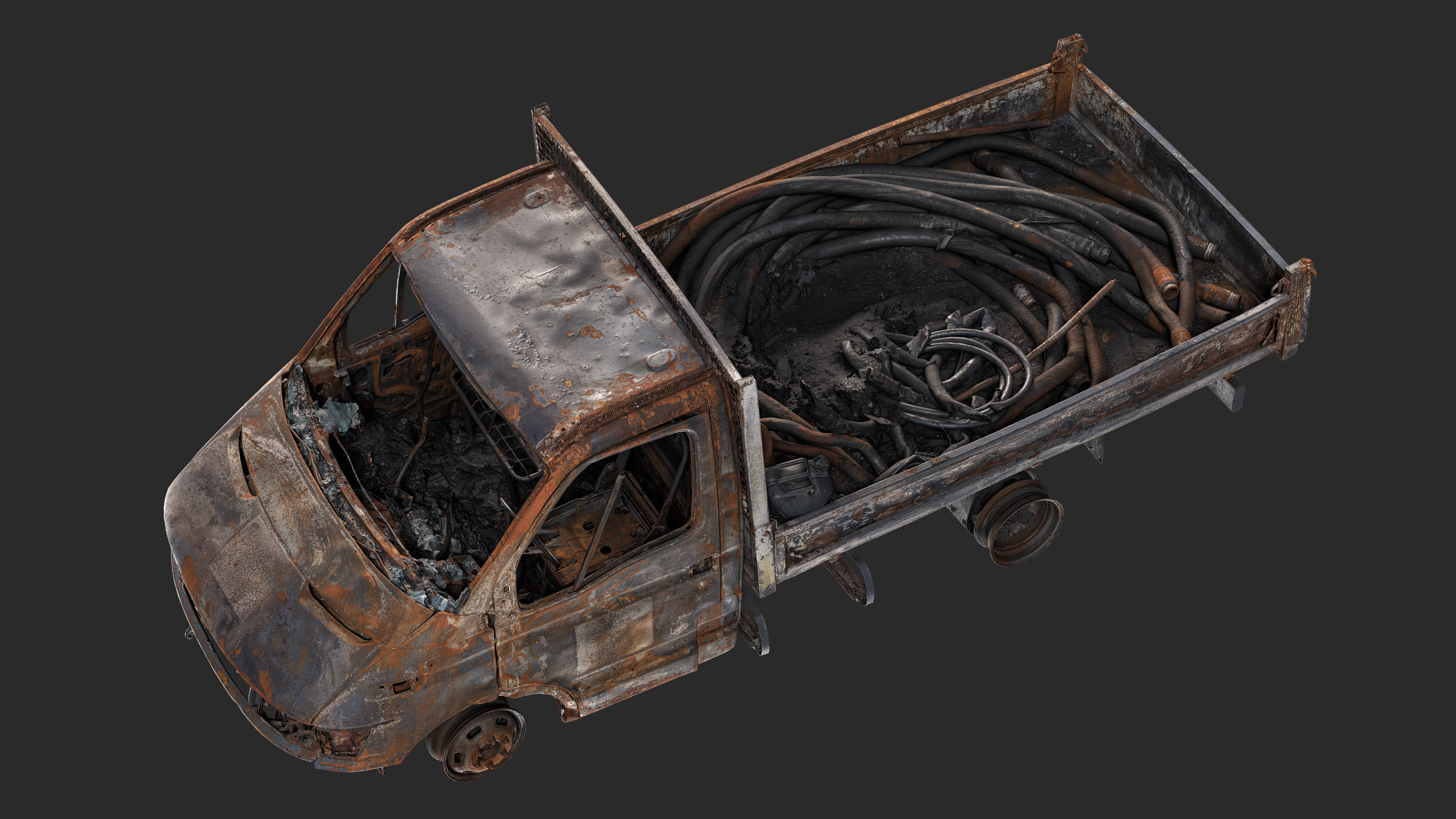 3D Burned-Out Iveco Daily Truck
