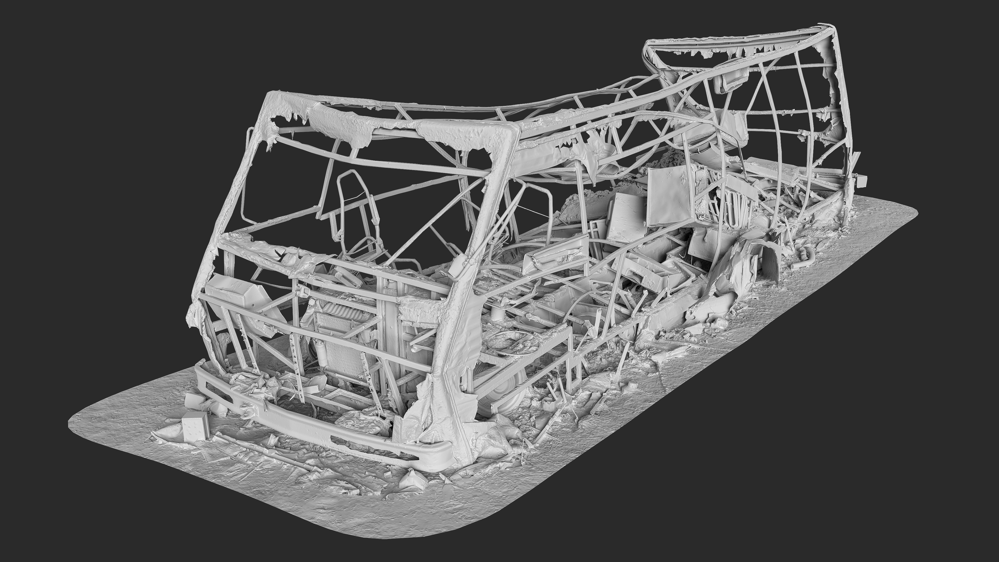 3D Burned-Out Caravan Van