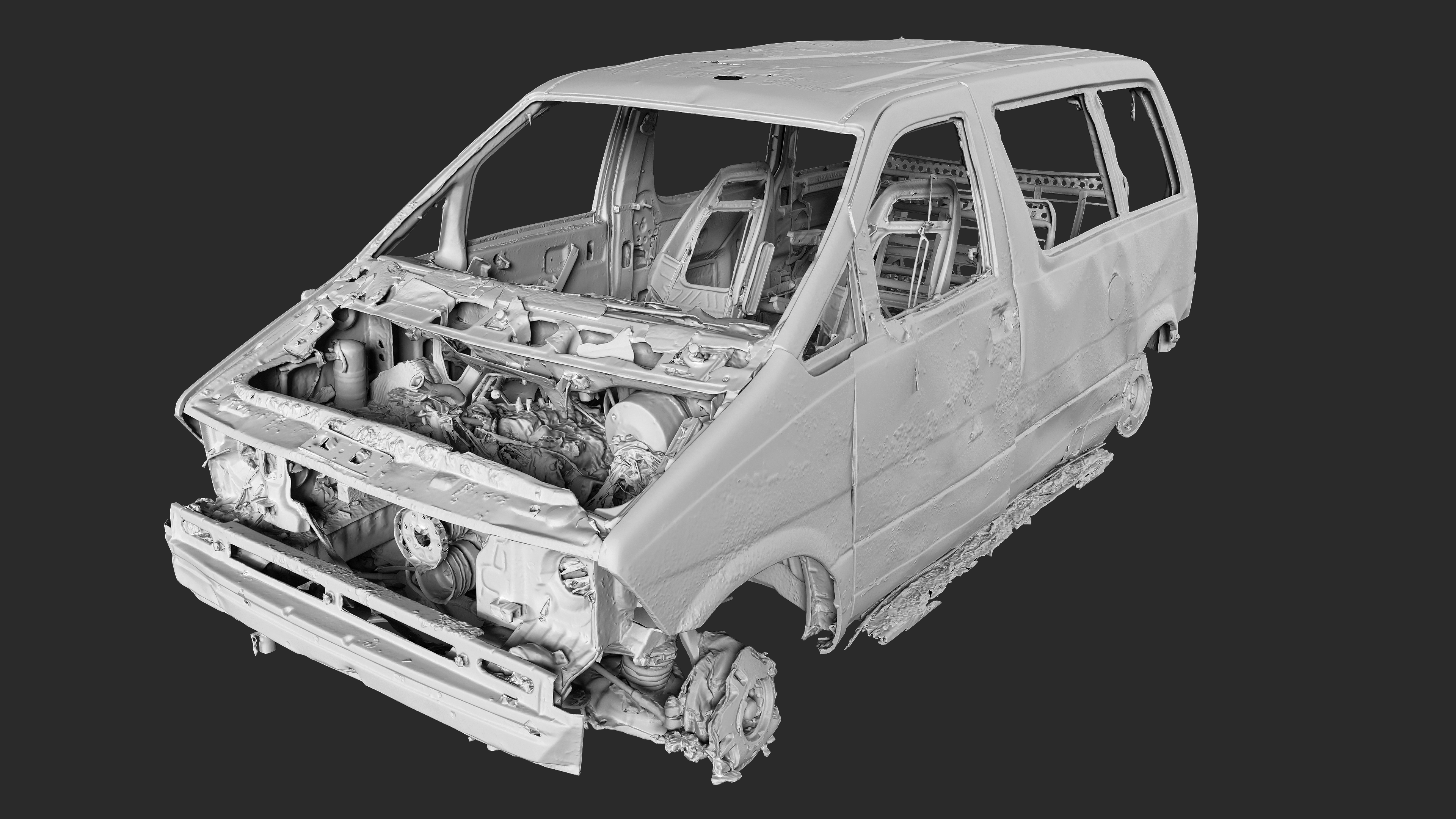 3D Burned-Out Ford Aerostar 1990s