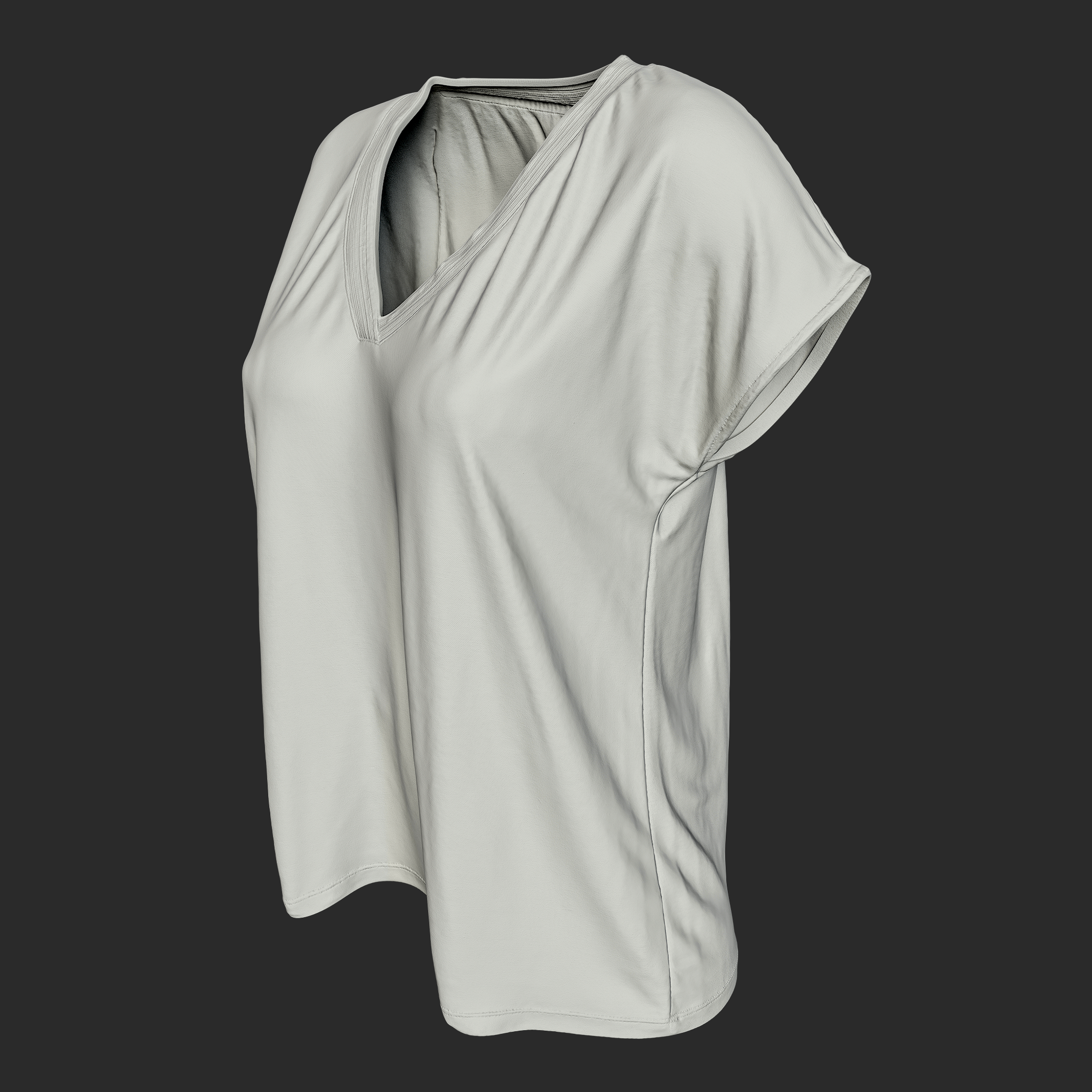 3D Blouse Brown V-Neck clay